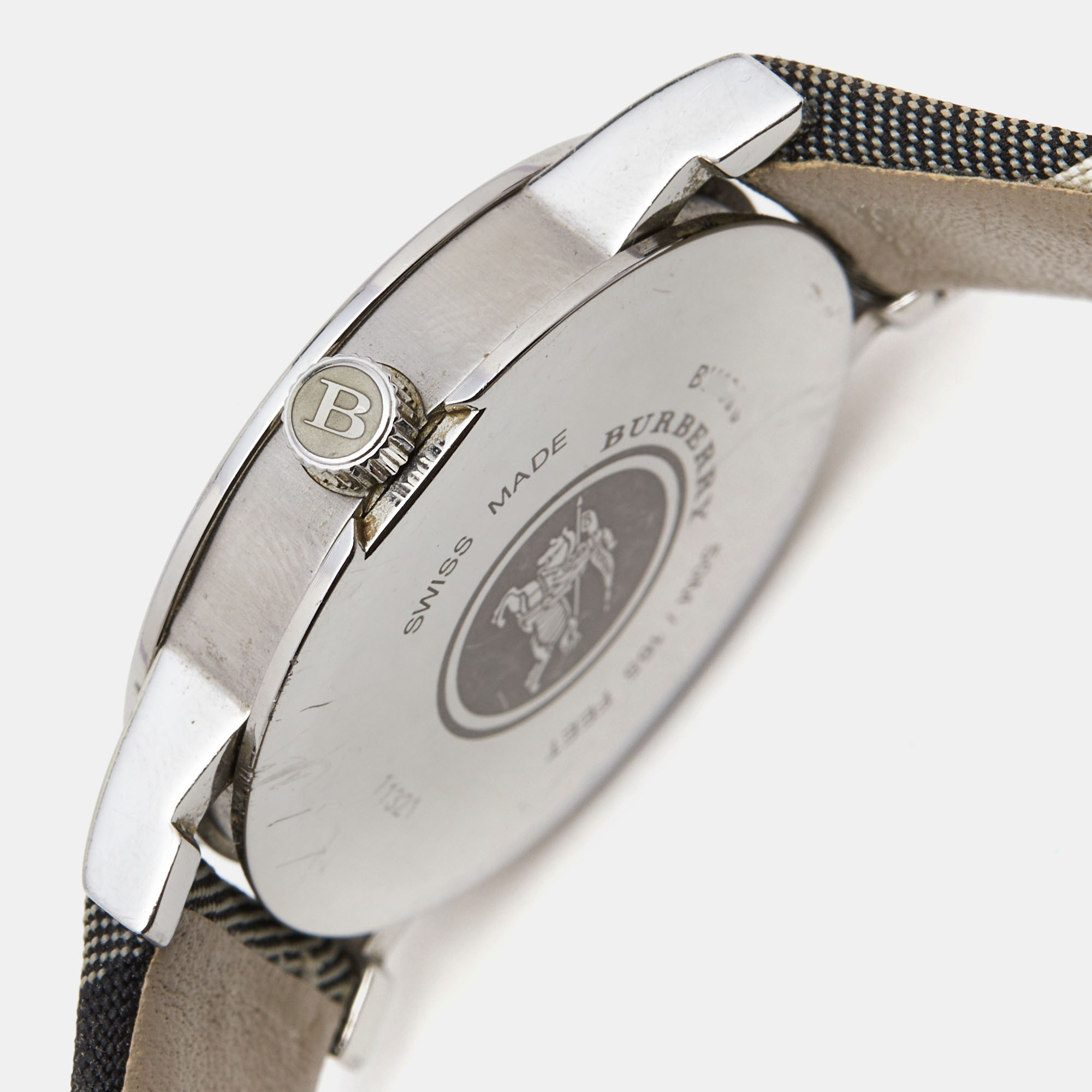 Burberry Silver Stainless Steel Canvas BU1386 Women's Wristwatch 28 Mm