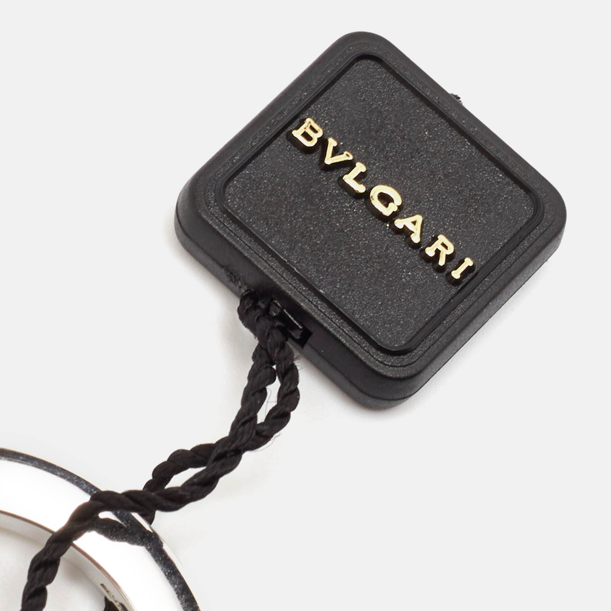 Bvlgari Fortuna Grande Sterling Silver Pendant Black Cord Necklace