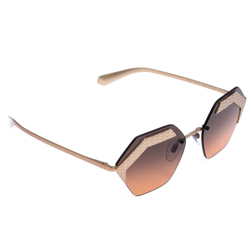 Image of Bvlgari Bronze/Black Gradient  Serpenteyes Geometric Sunglasses