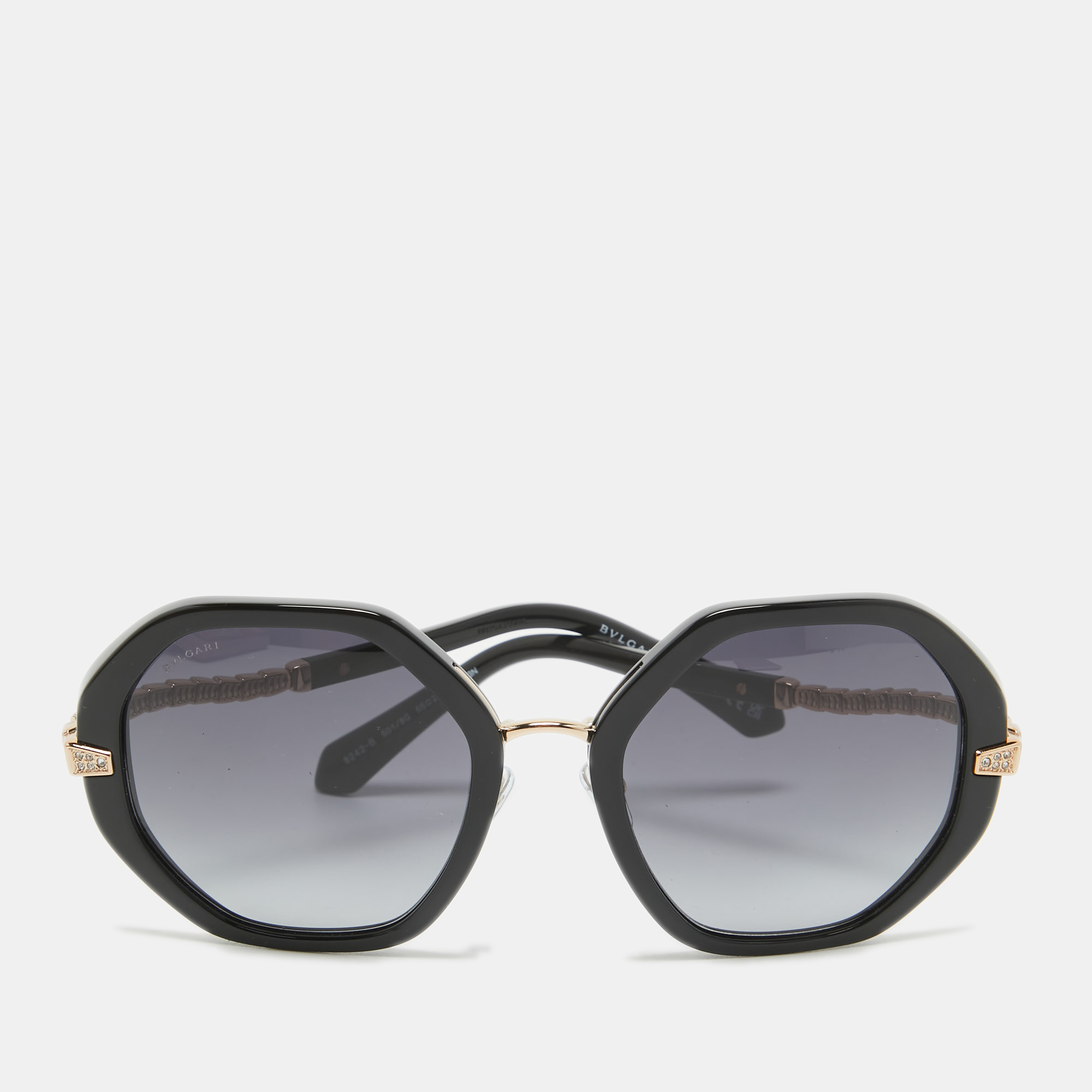 Bvlgari Black 8242 Viper Angular Acetate Sunglasses