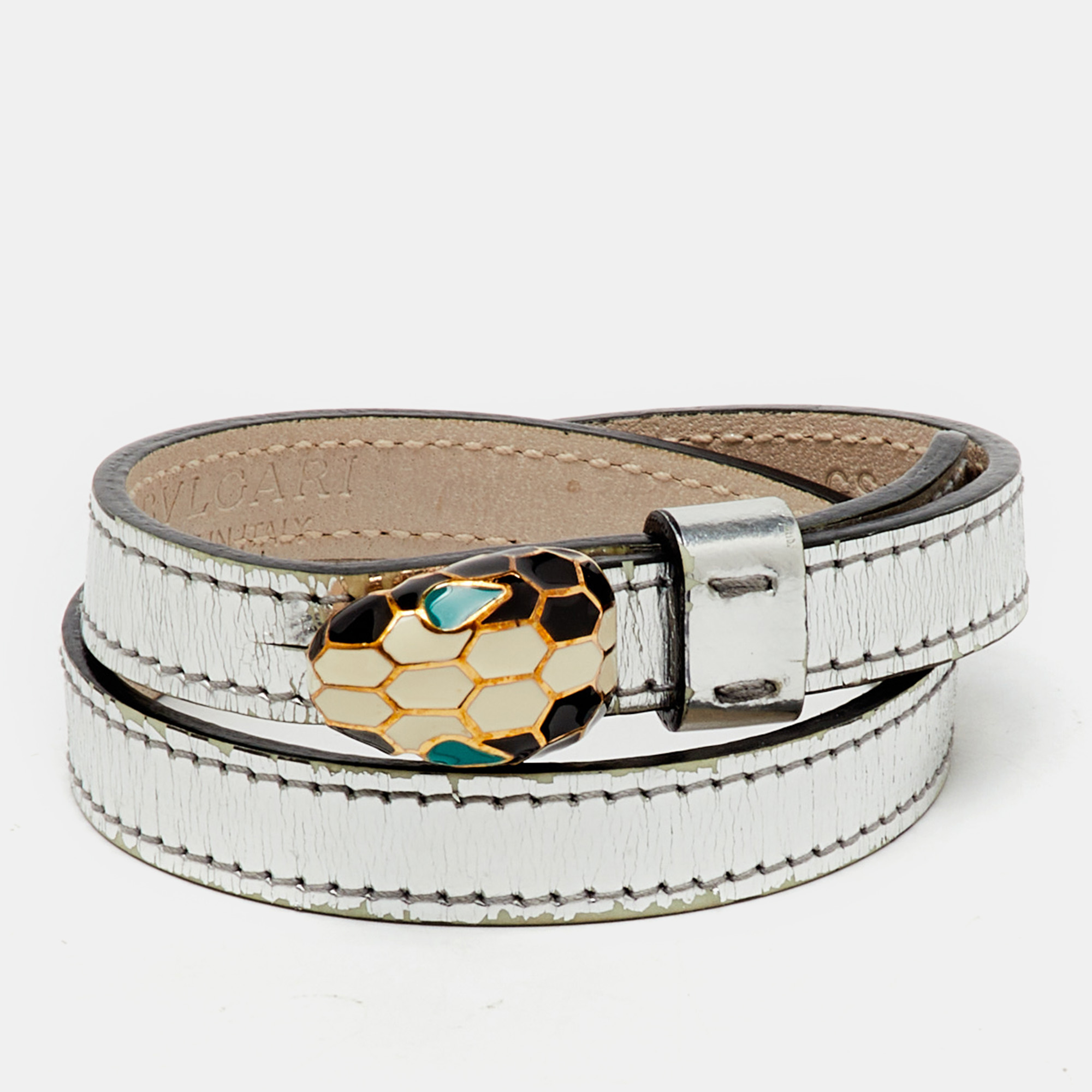 Bvlgari Serpenti Forever Enamel Silver Double Coiled Leather Gold Tone Bracelet
Bvlgari Serpenti Forever Enamel Silver Double Coiled Leather Gold Tone Bracelet