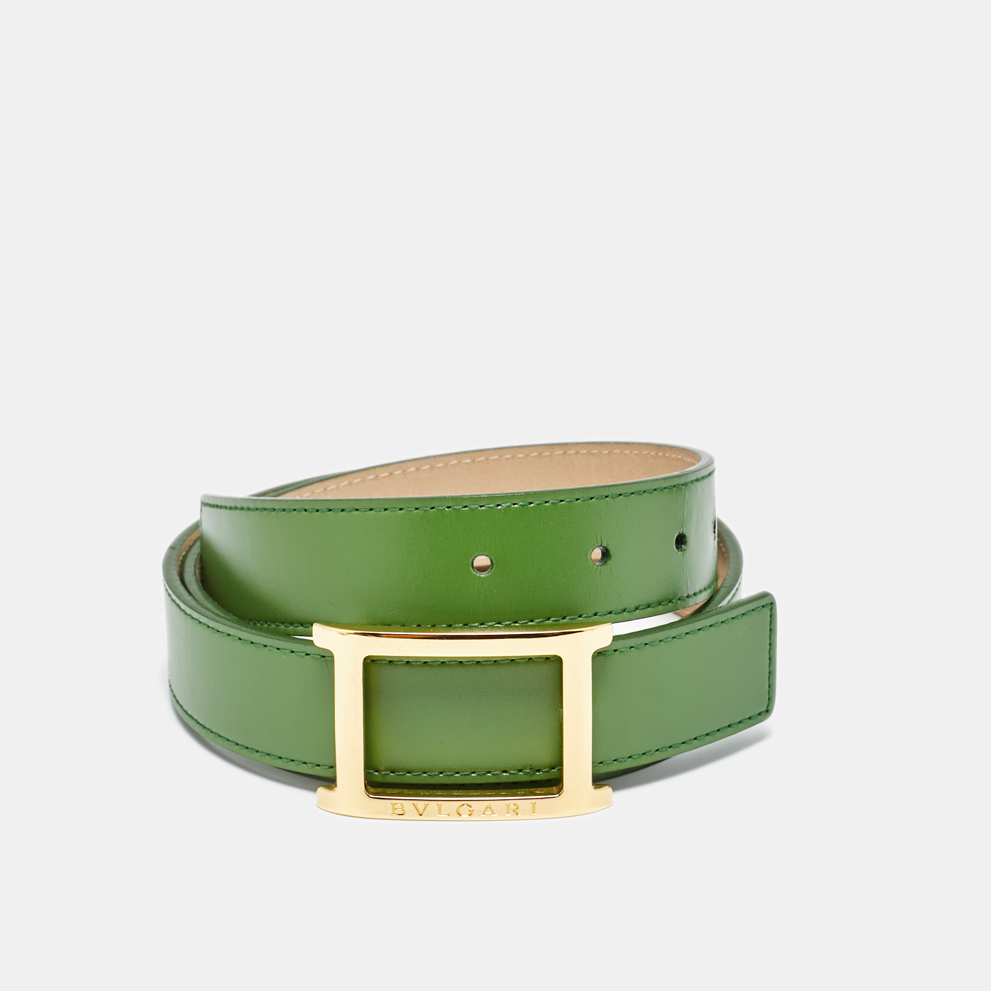 Bvlgari Green Leather Buckle Belt 
Bvlgari Green Leather Buckle Belt