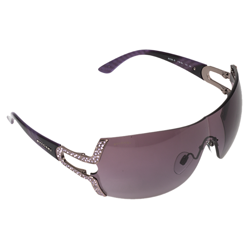 Bvlgari Purple Acetate 6038-B Parentesi Motif Shield Sunglasses