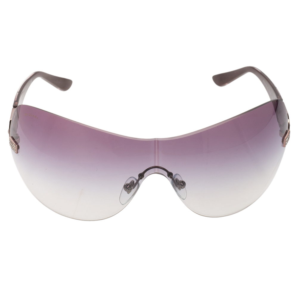 Bvlgari Purple 6054-B-M Crystal Embellished Gradient Shield Sunglasses