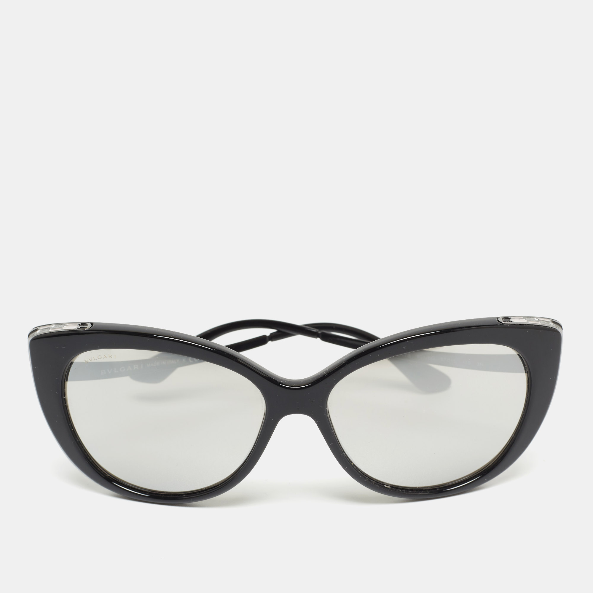 Bvlgari Black/Grey Serpenti 8178 Mirror Cat Eye Sunglasses