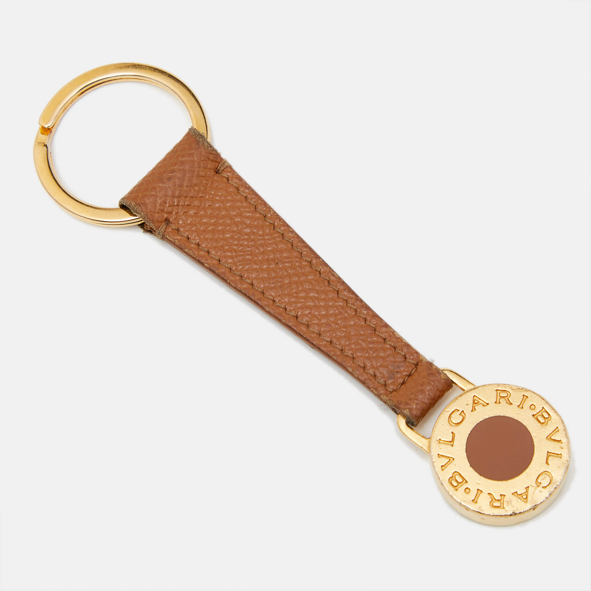 Bvlgari Beige Leather Bvlgari Key Ring