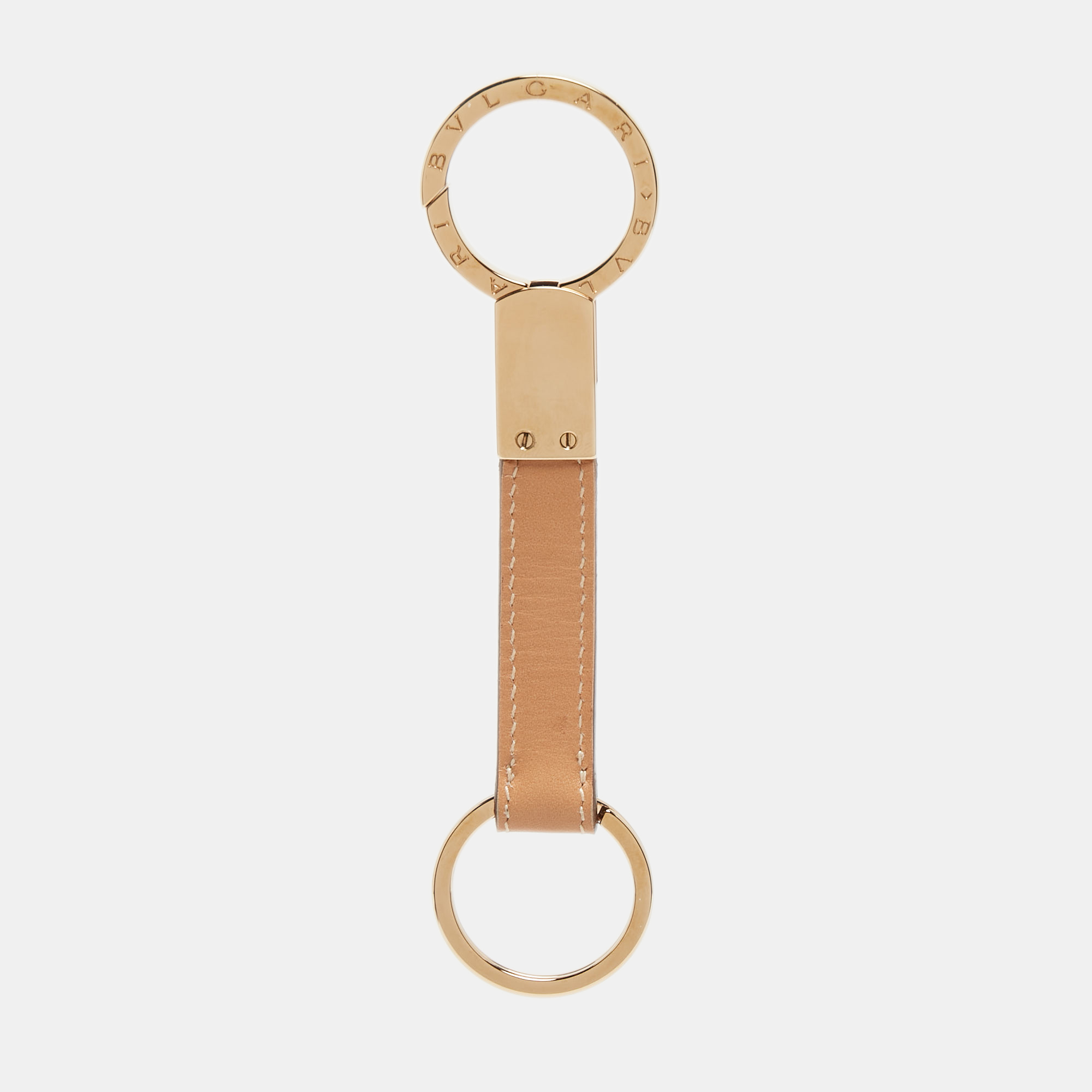 Bvlgari Beige/Gold Leather Ring Keyholder