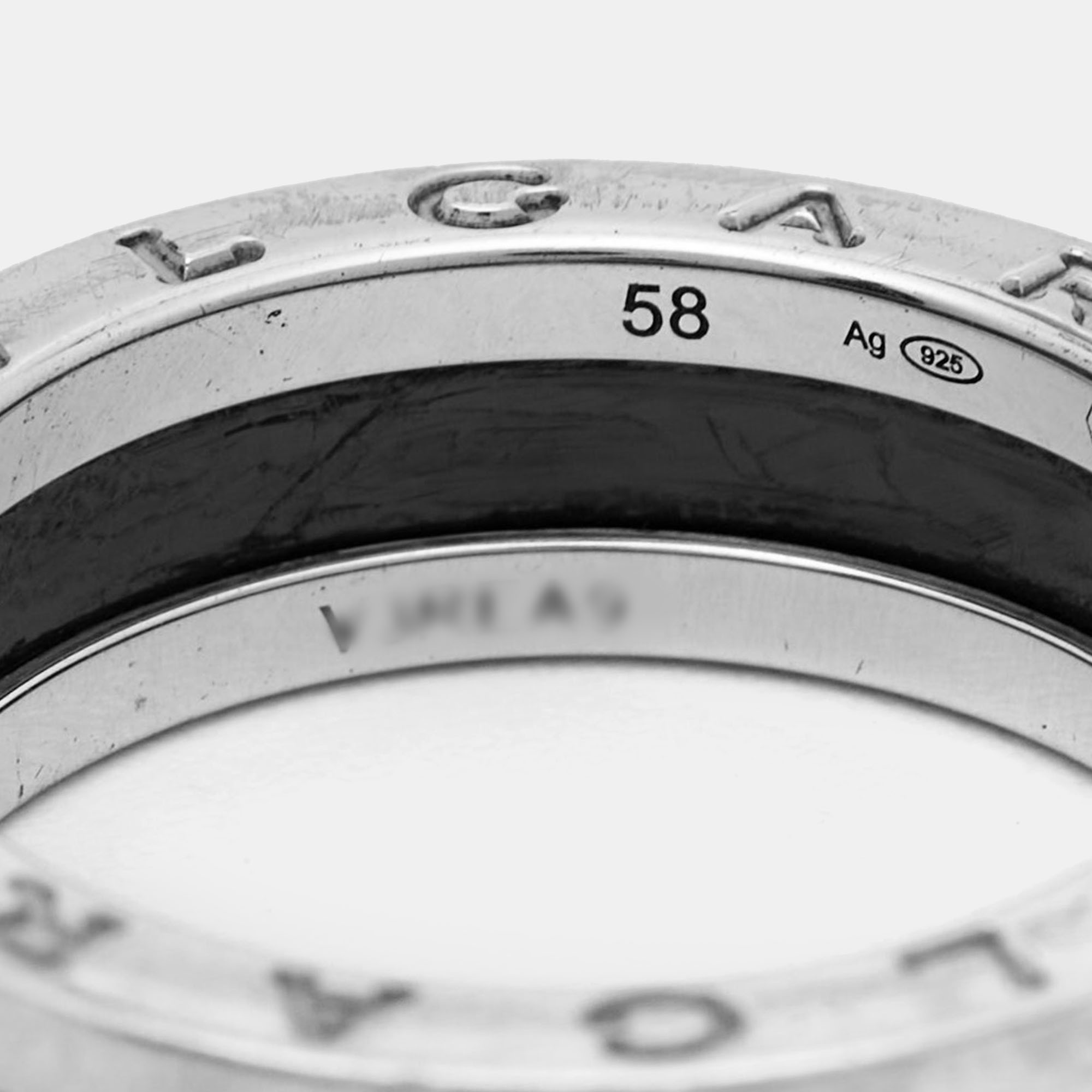 Bvlgari Save The Children B.Zero1 Ceramic Sterling Silver Ring Size 58