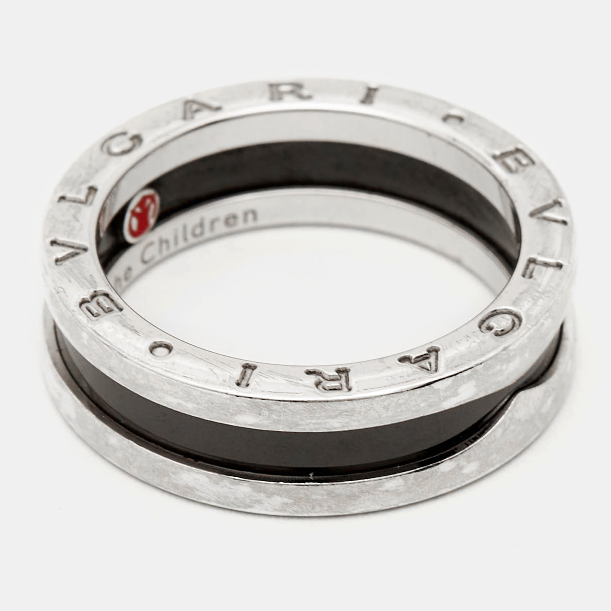 Bvlgari Save The Children B.Zero1 Ceramic Sterling Silver Ring Size 58