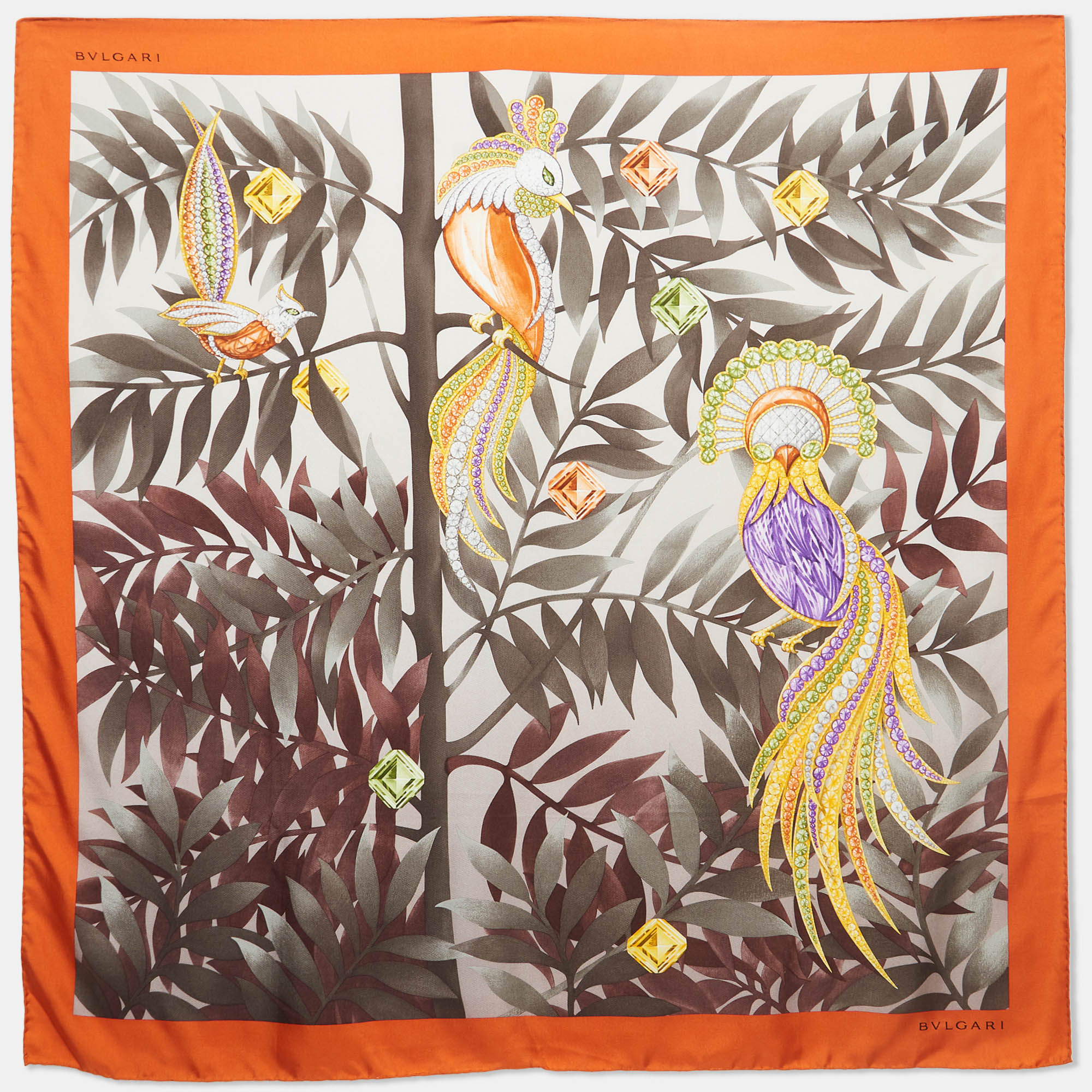 Bvlgari multicolor printed silk twill square scarf