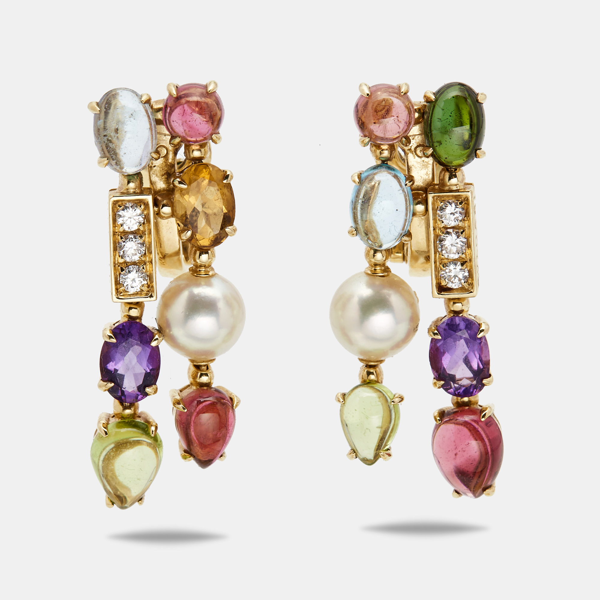 Bvlgari allegra multi gemstones 18k yellow gold earrings