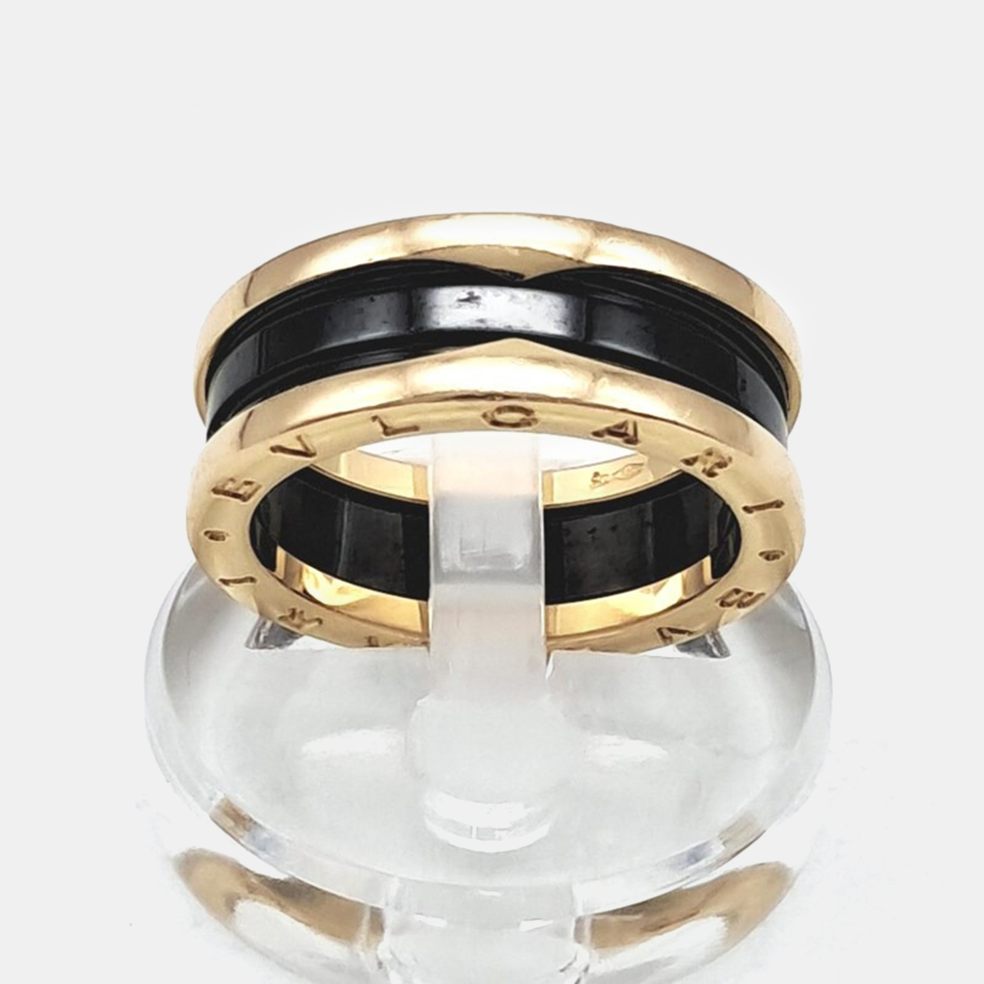 Bvlgari 18K Yellow Gold B.zero1 Ceramic Ring EU 61