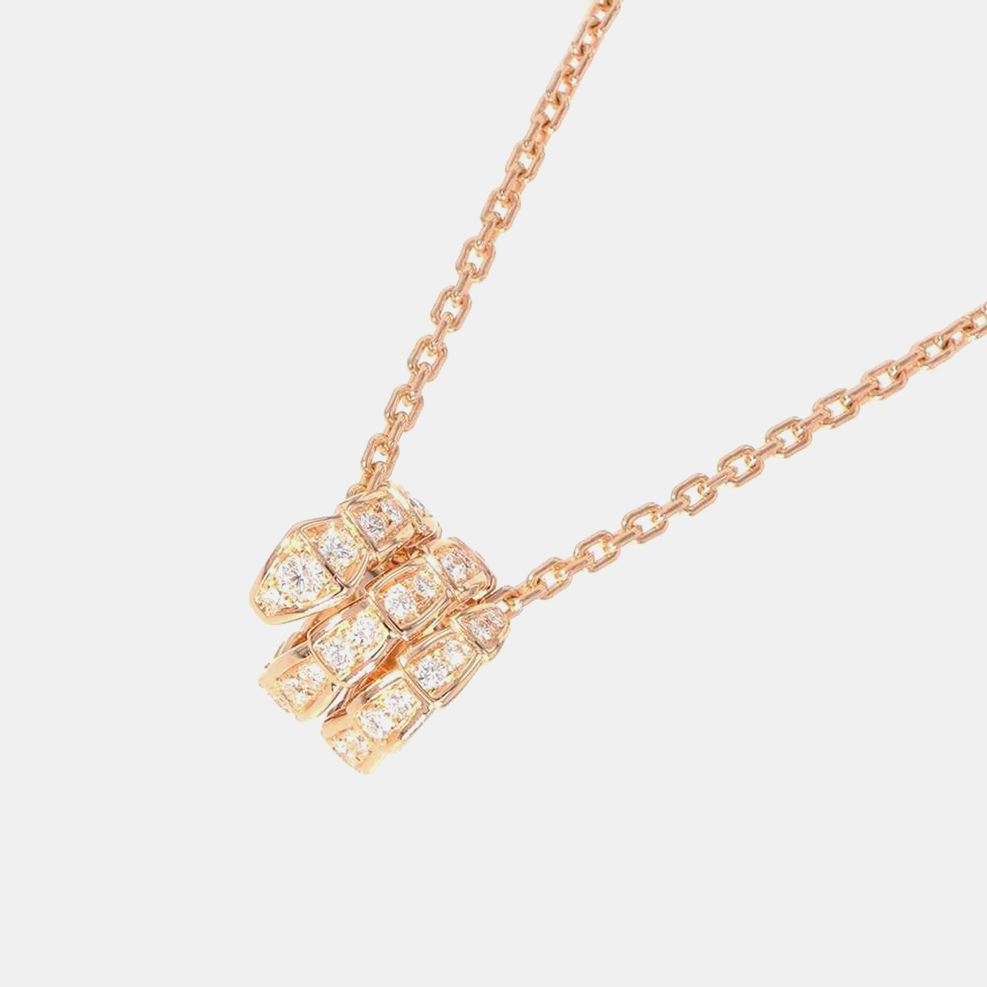 Bvlgari 18K Rose Gold And Diamond Serpenti Viper Pendant Necklace