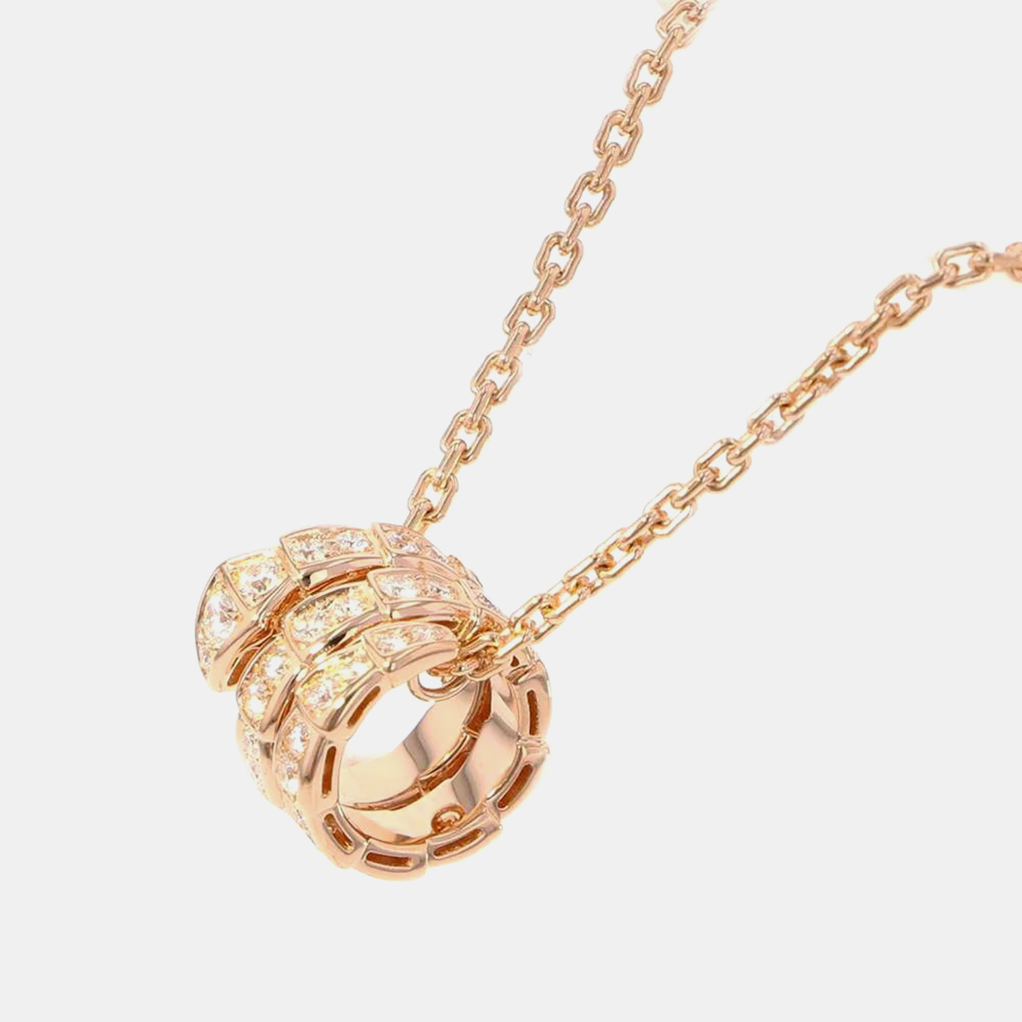 Bvlgari 18K Rose Gold And Diamond Serpenti Viper Pendant Necklace