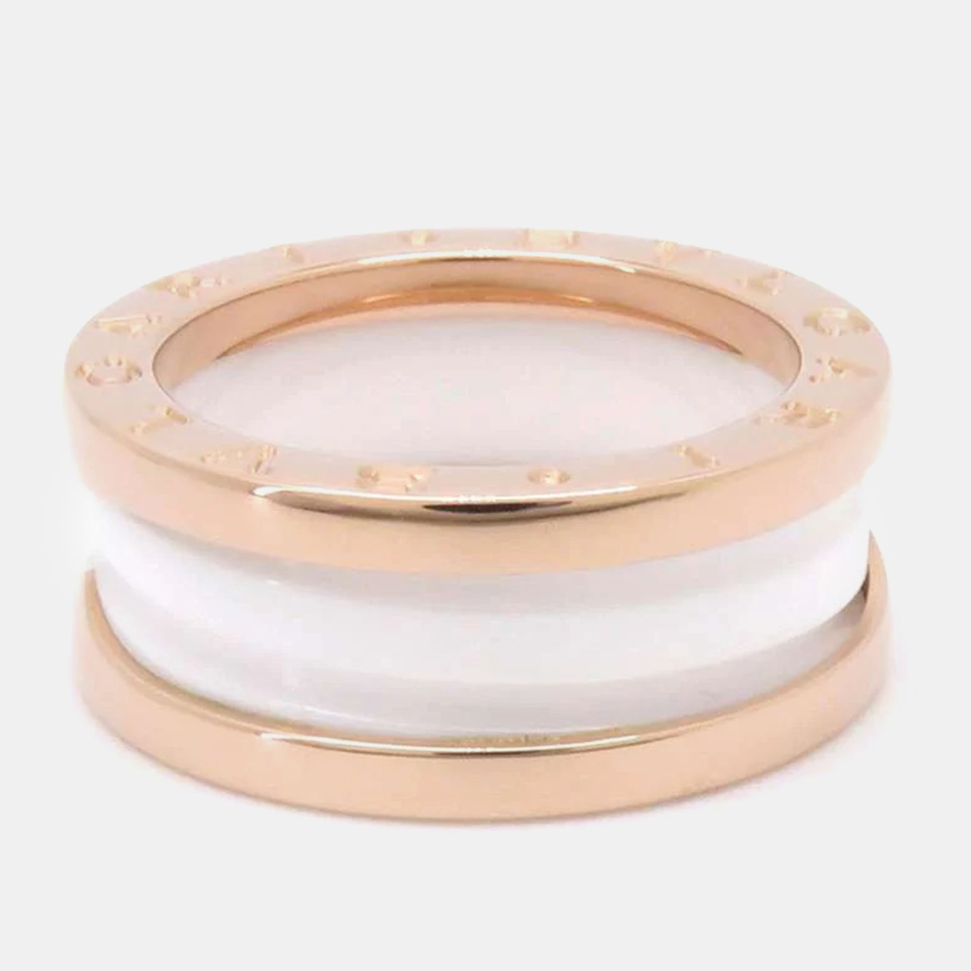 Bvlgari 18K Rose Gold And Ceramic B.Zero1 Band Ring EU 50