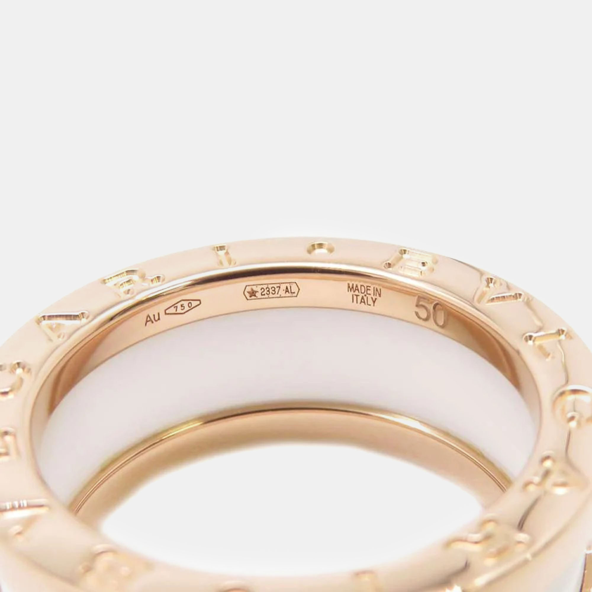 Bvlgari 18K Rose Gold And Ceramic B.Zero1 Band Ring EU 50