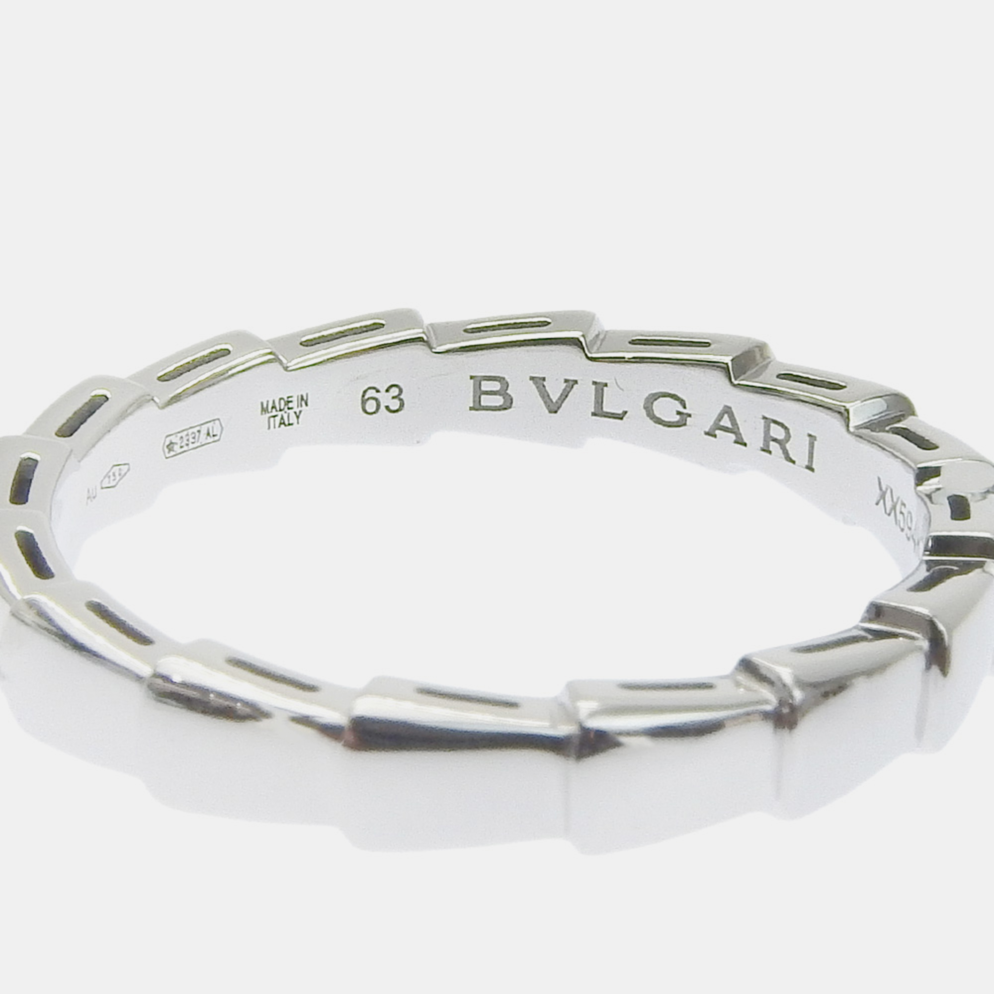 Bvlgari 18K White Gold  Serpenti Wedding Band Ring EU 63