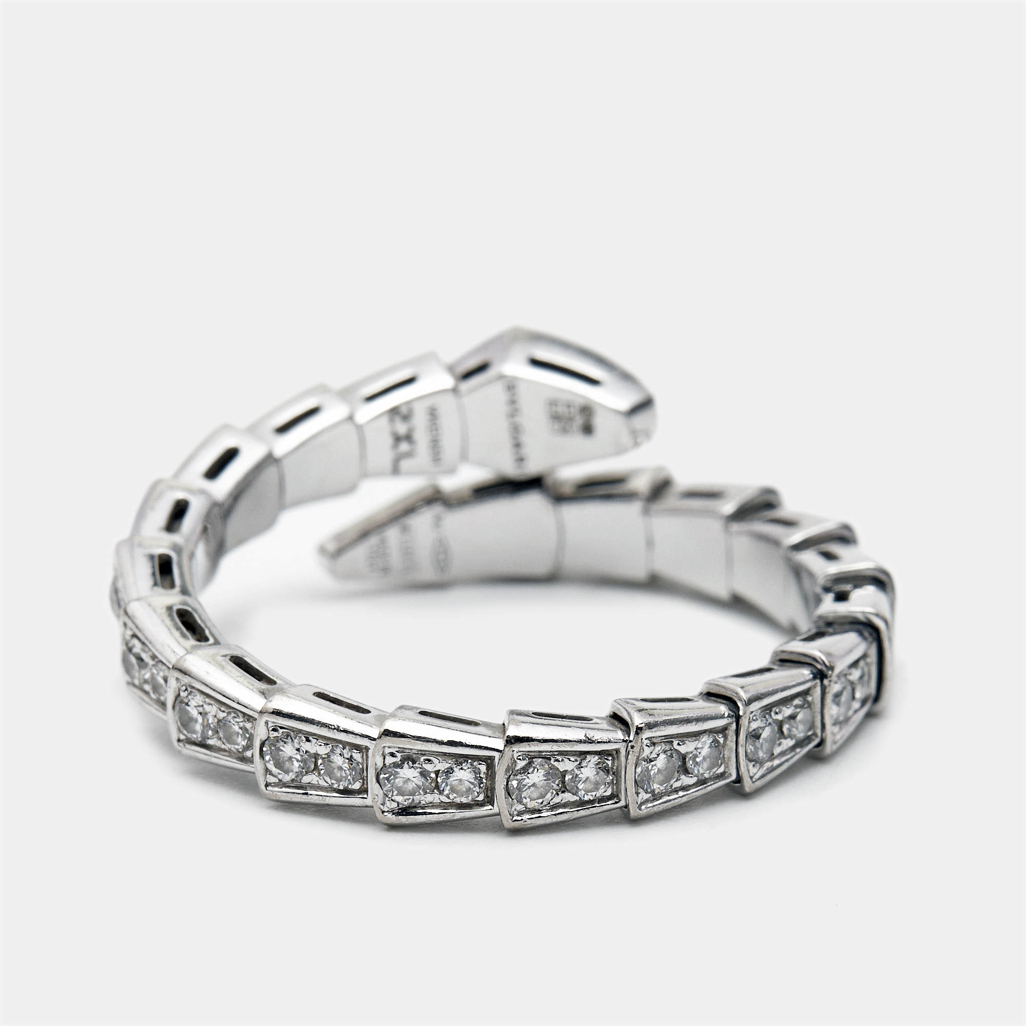 Bvlgari Serpenti Viper Diamonds 18k White Gold Ring Size 62