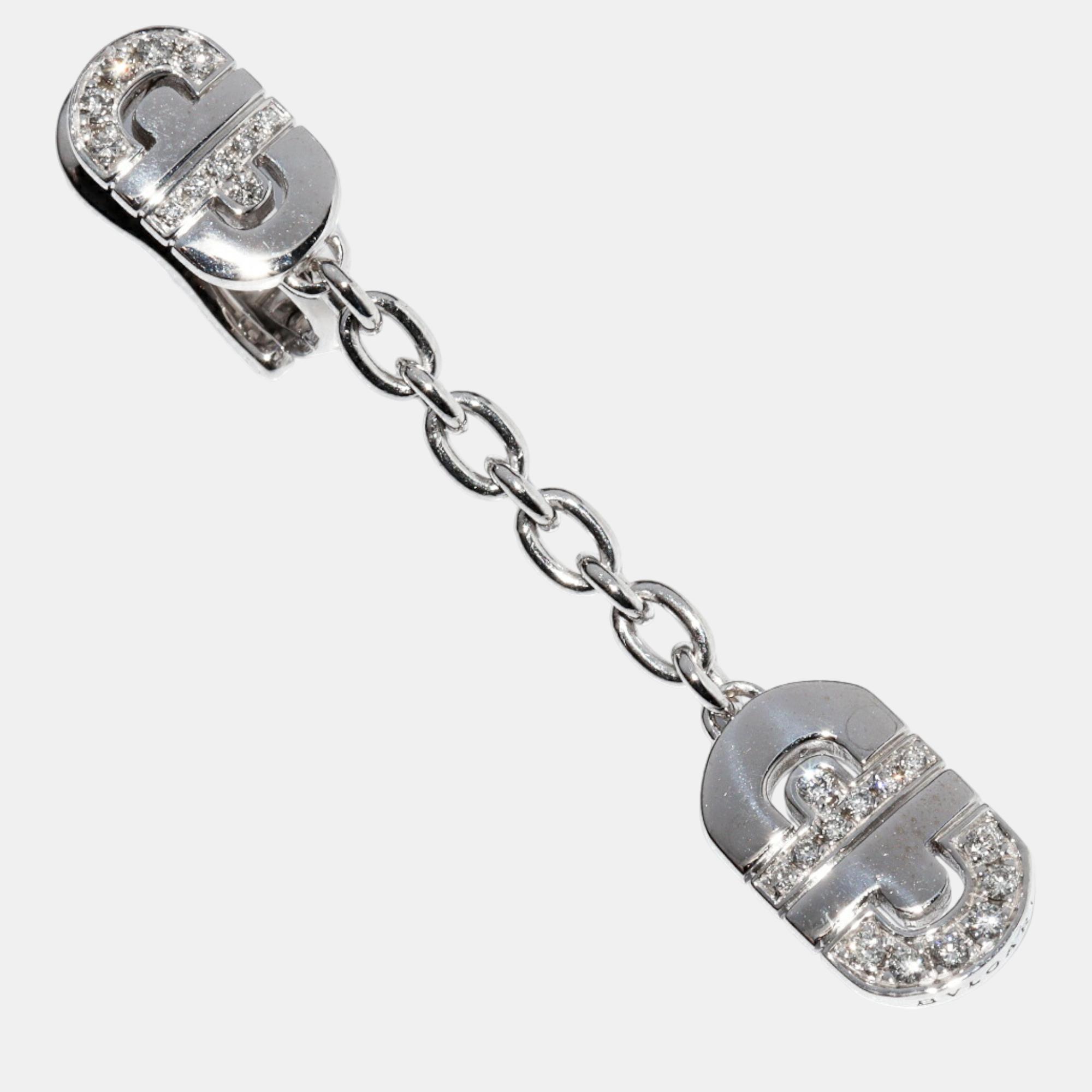 Bvlgari 18K White Gold and Diamond Parentesi Dangling Earrings