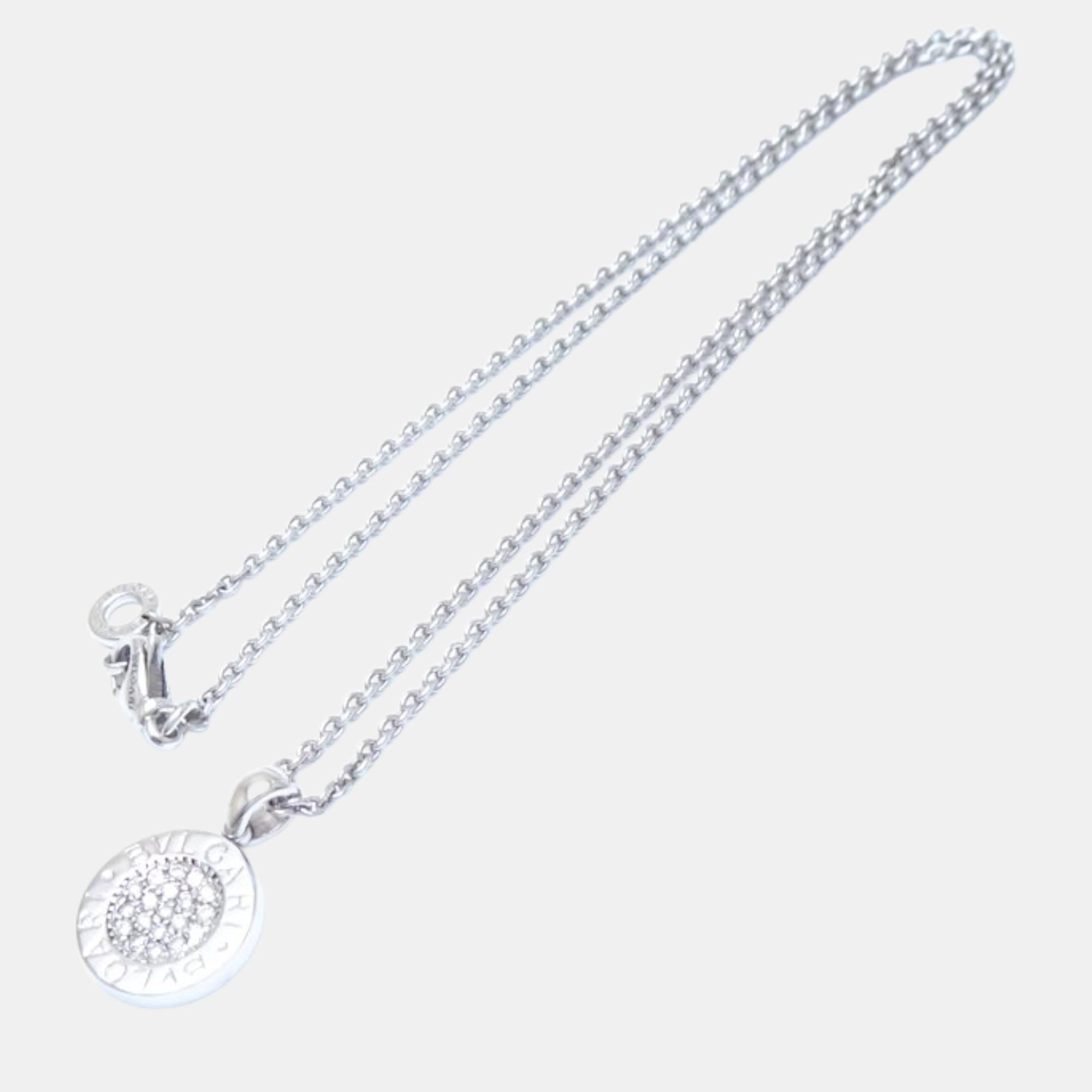 Bvlgari 18K White Gold And Diamond Bvlgari Bavlgari Pendant Necklace