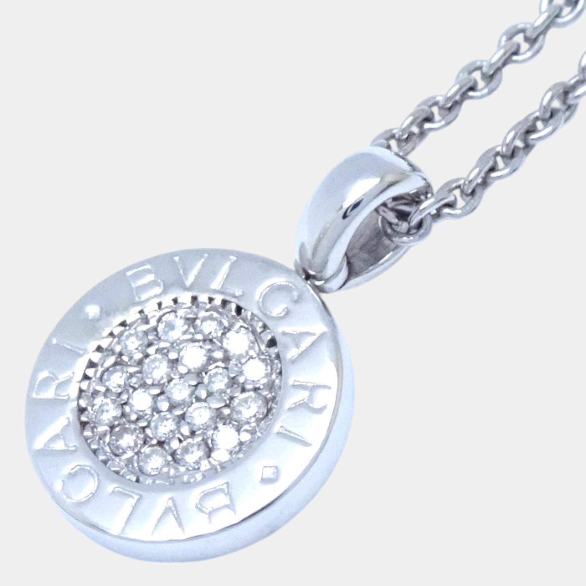 Bvlgari 18K White Gold And Diamond Bvlgari Bavlgari Pendant Necklace