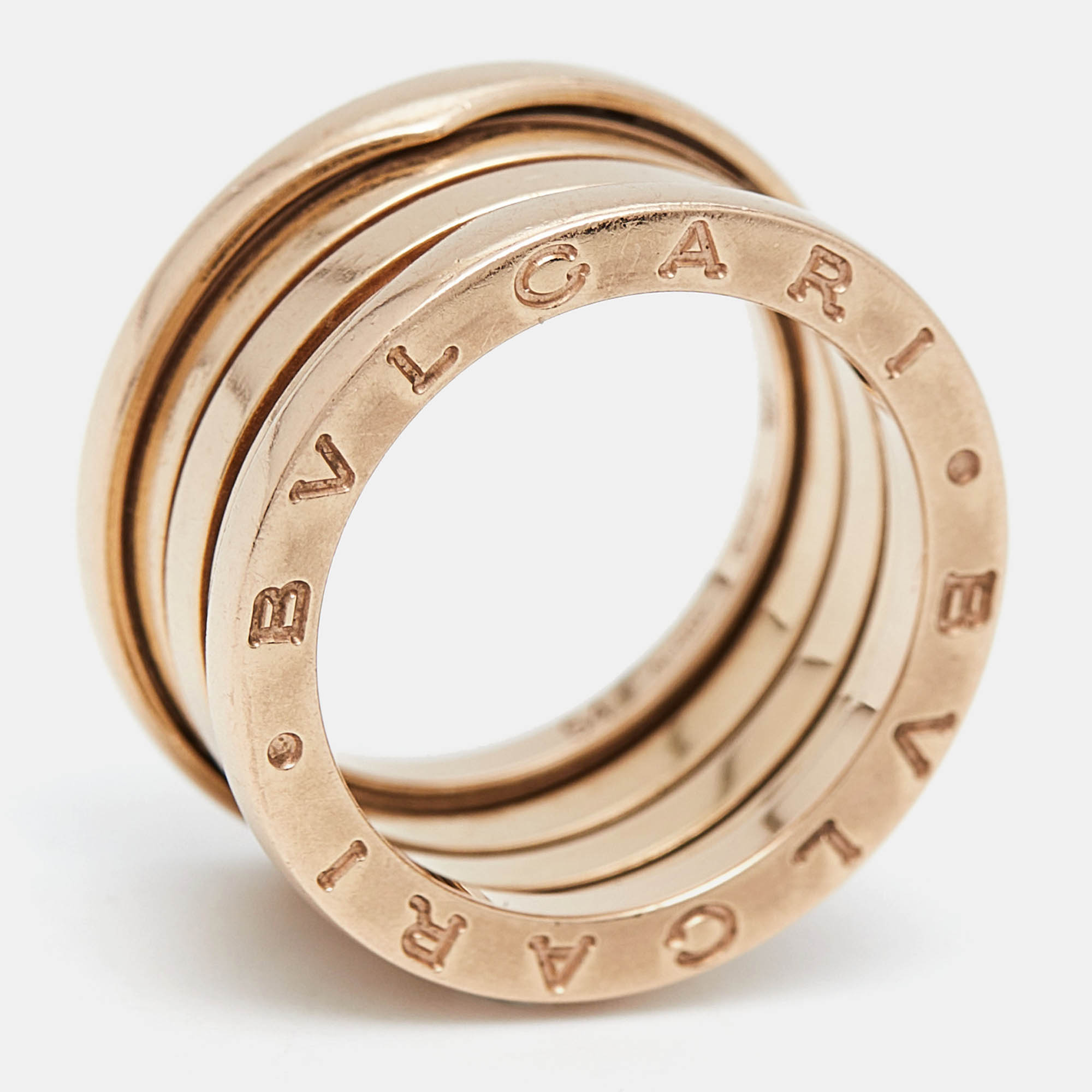 Bvlgari B.zero1 4 Band 18k Rose Gold Band Ring Size 54