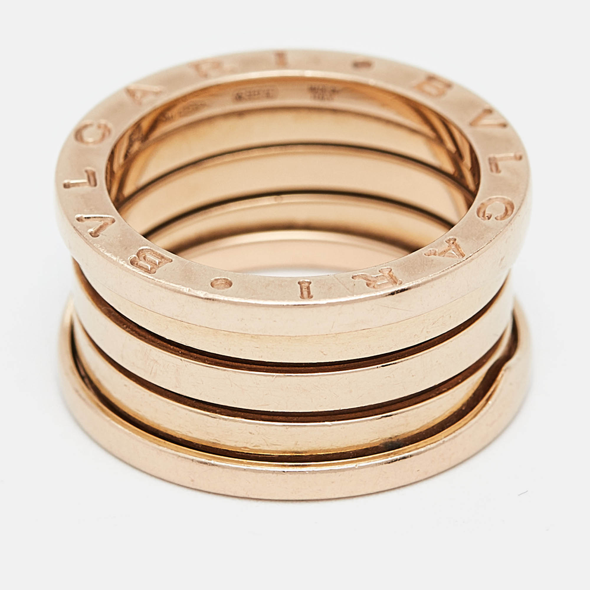 Bvlgari B.zero1 4 Band 18k Rose Gold Band Ring Size 54