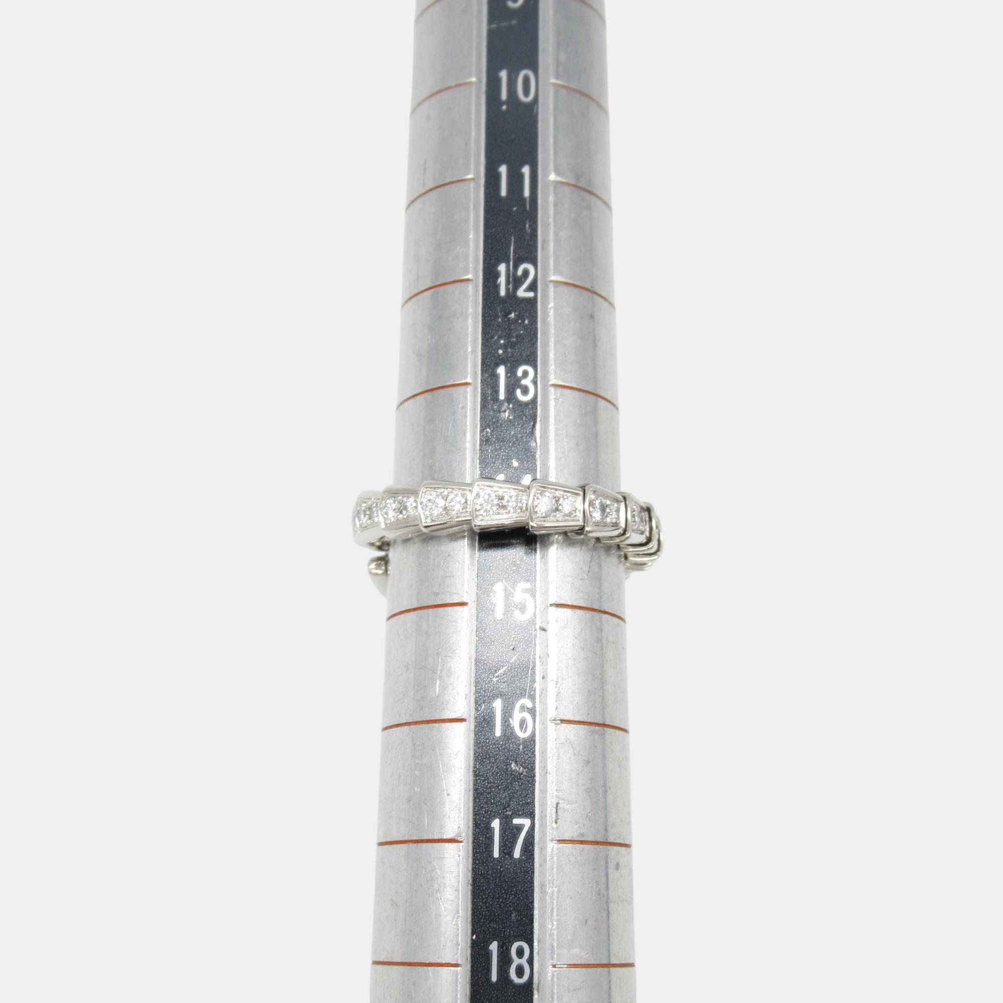 Bvlgari 18k White Gold Serpenti Viper Diamond Ring EU 54