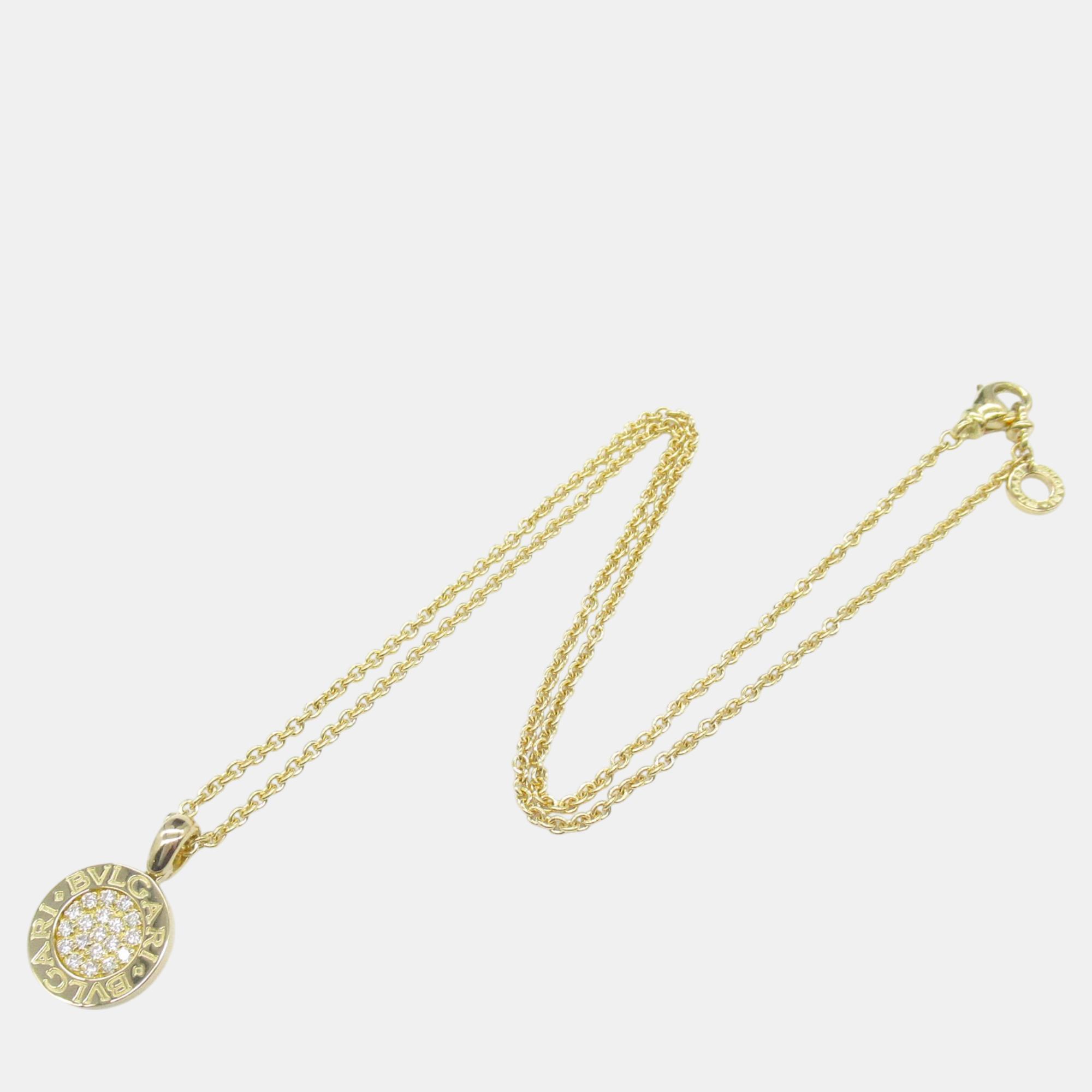 Bvlgari Diamond Necklace 18k Yellow Gold Clear Metal