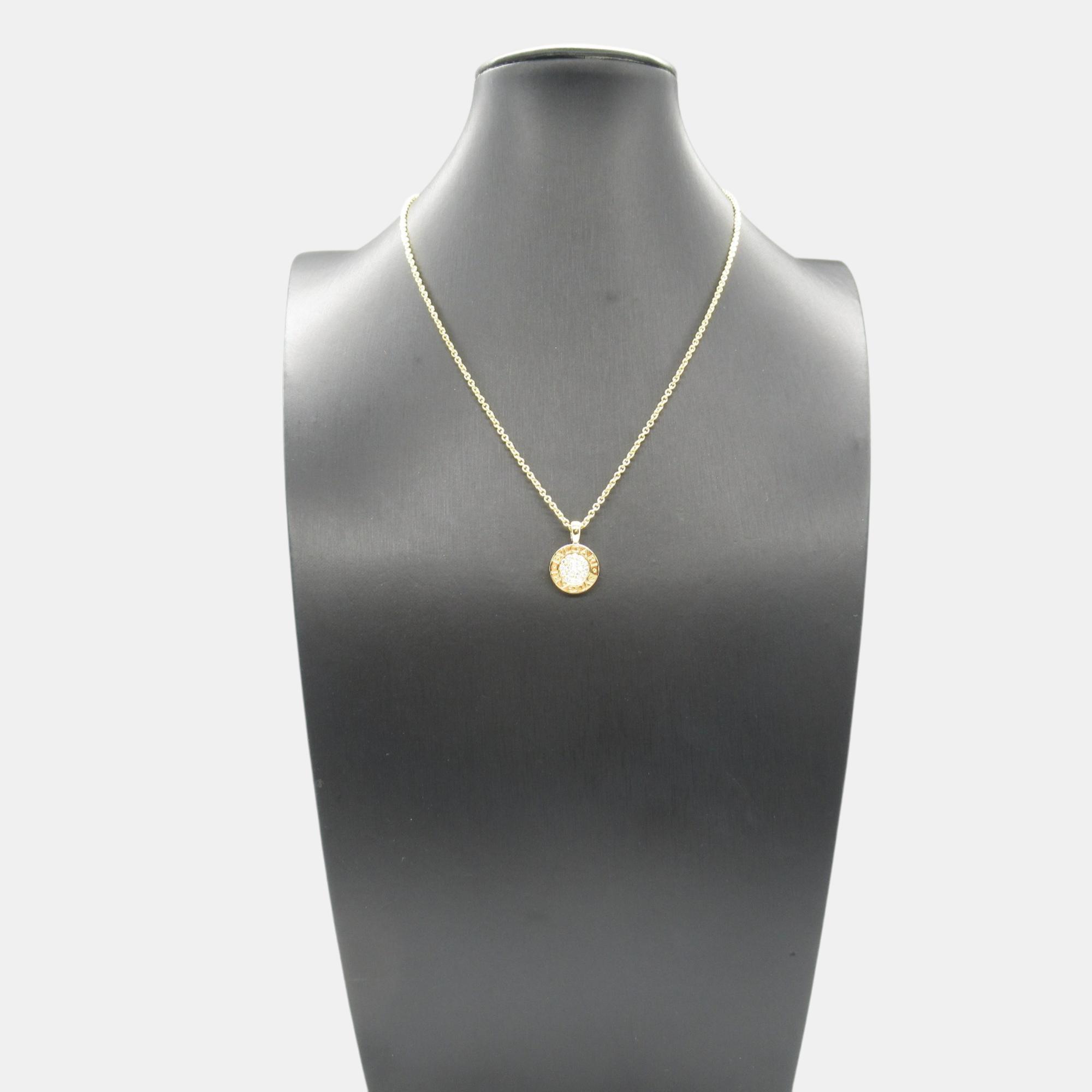 Bvlgari Diamond Necklace 18k Yellow Gold Clear Metal