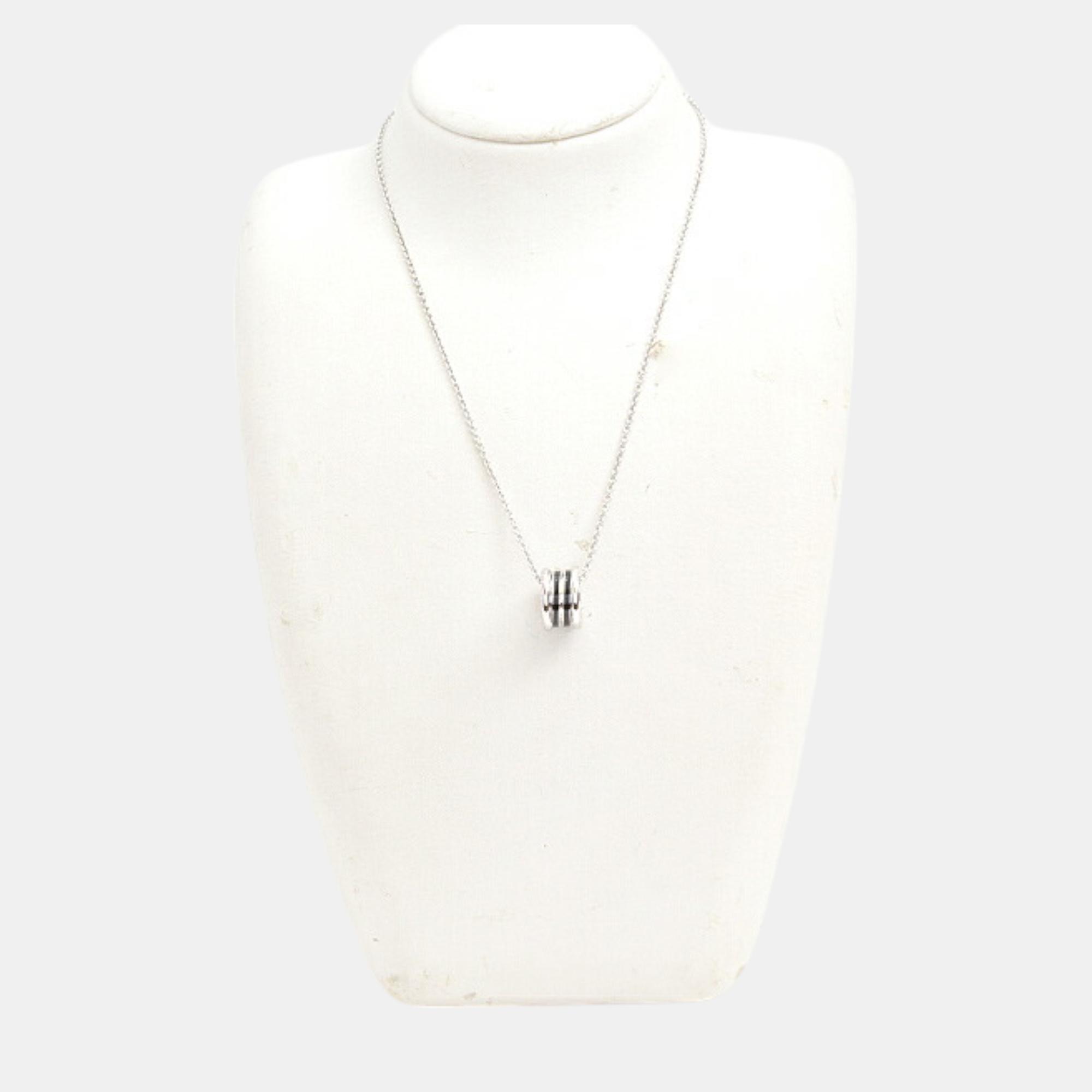 Bvlgari B-ZERO1 Necklace White Gold Black Enamel Black Metal