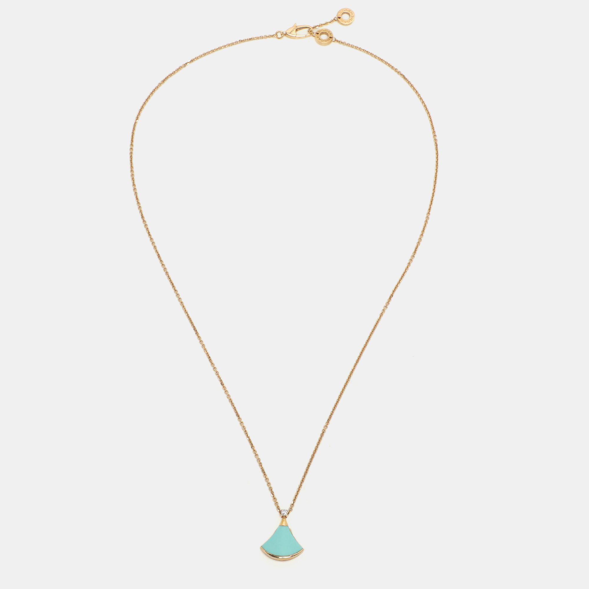 Bvlgari Divas’ Dream Turquoise Diamond 18K Rose Gold Pendant Necklace