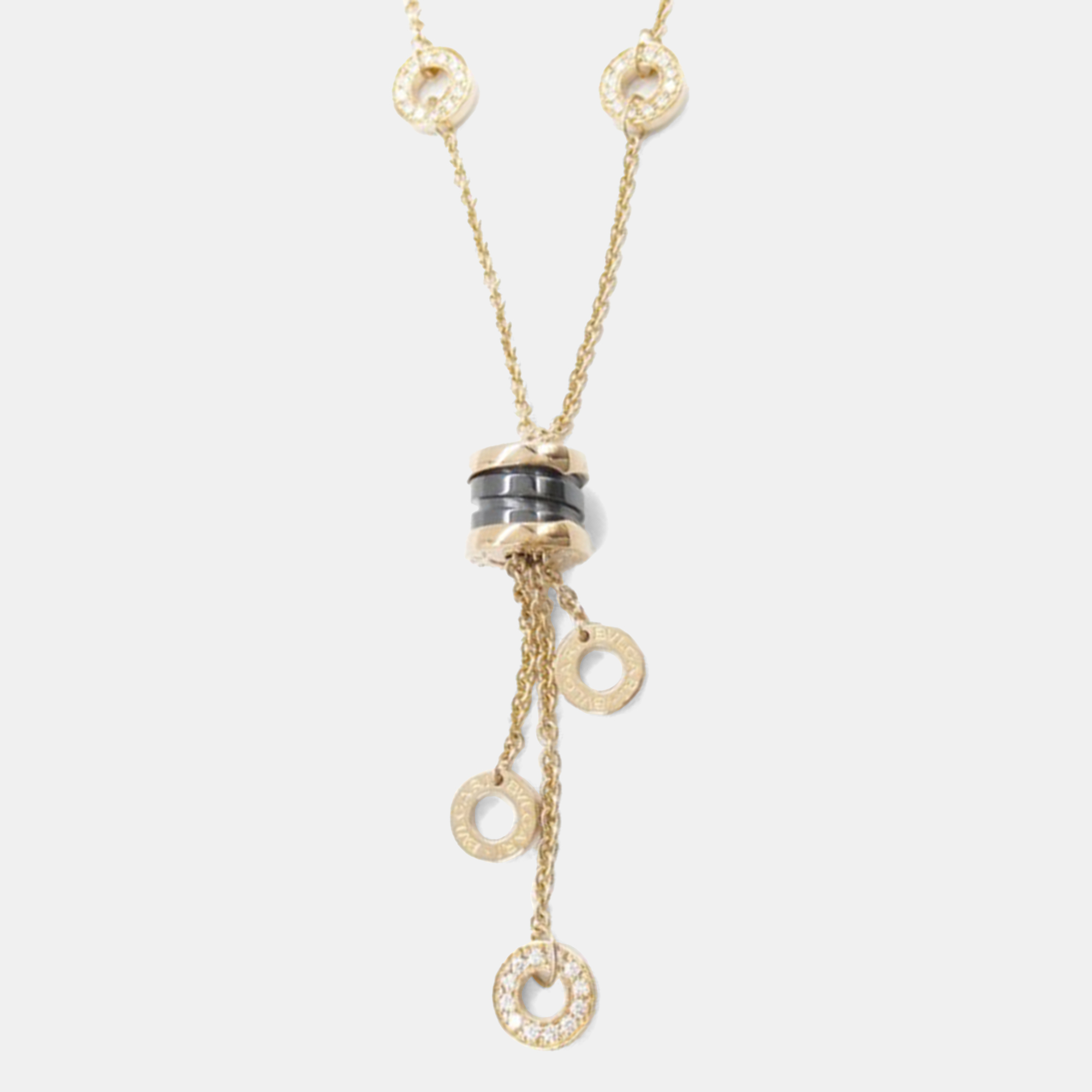 Bvlgari 18K Yellow Gold B.Zero1 Black Ceramic Diamonds Tassel Necklace
Bvlgari 18K Yellow Gold B.Zero1 Black Ceramic Diamonds Tassel Necklace