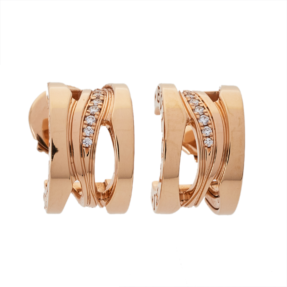 Bvlgari B.Zero1 Design Legend Diamond 18K Rose Gold Earrings