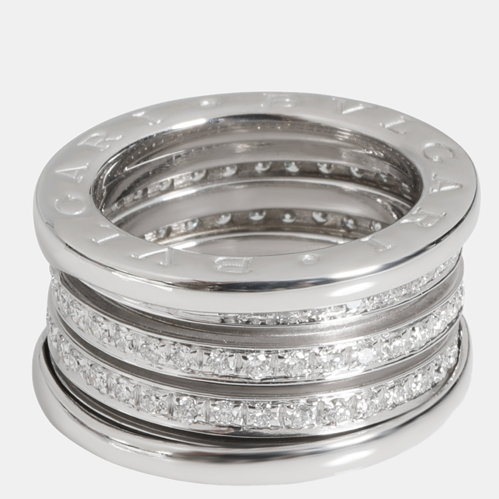 BVLGARI 4 Spiral B Zero1 Diamond Ring In 18k White Gold 0.89 CTW