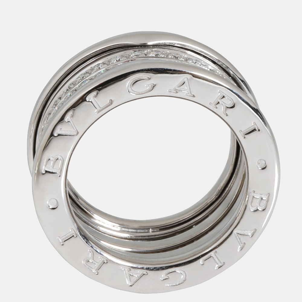 BVLGARI 4 Spiral B Zero1 Diamond Ring In 18k White Gold 0.89 CTW