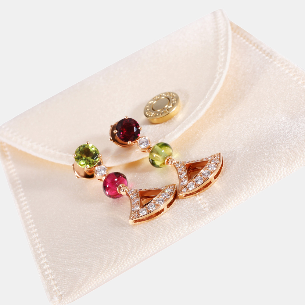 BVLGARI Divas Dream Mix Diamond Earrings In 18k Rose Gold 0.89 CTW