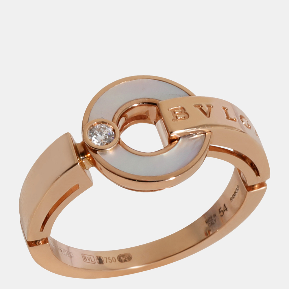Bvlgari Bvlgari Mother Of Pearl Diamond Ring In 18k Rose Gold 0.