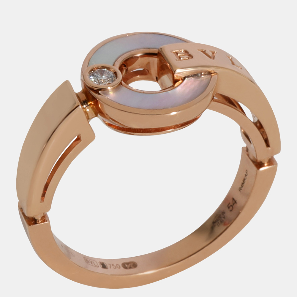 Bvlgari Bvlgari Mother Of Pearl Diamond Ring In 18k Rose Gold 0.