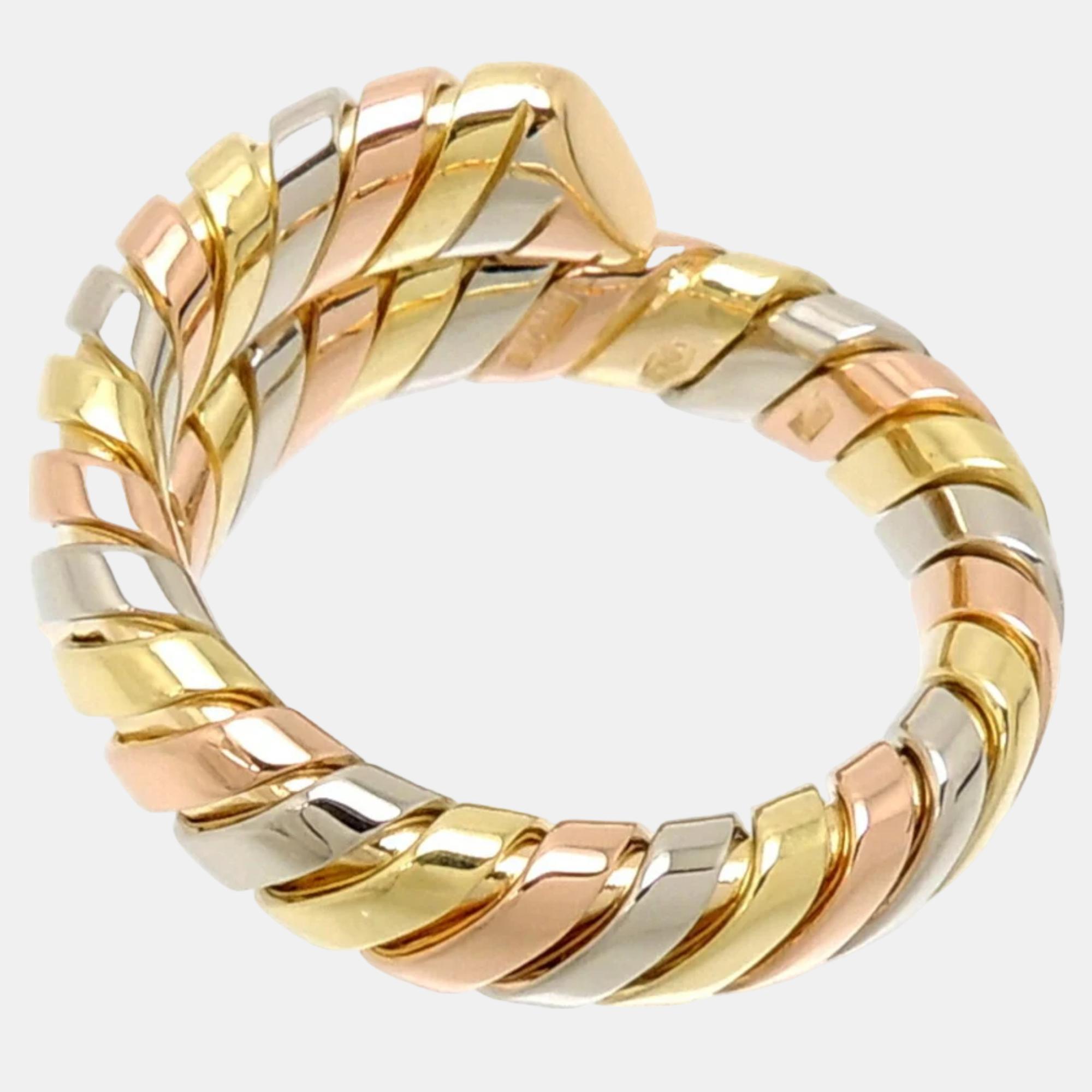 Bvlgari Serpenti Tubogas 18K Rose Yellow And White Gold Diamond Ring EU 56
