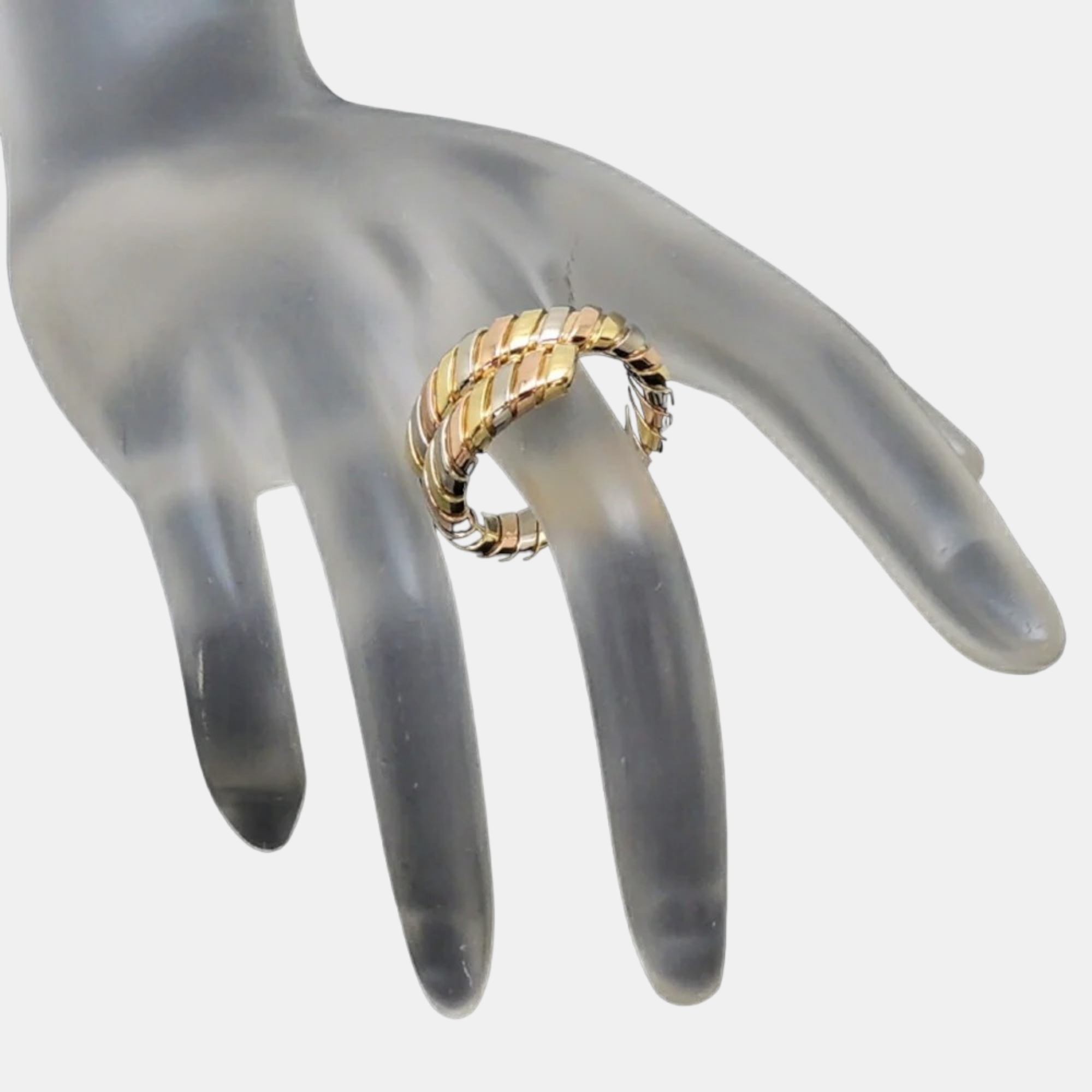 Bvlgari Serpenti Tubogas 18K Rose Yellow And White Gold Diamond Ring EU 56