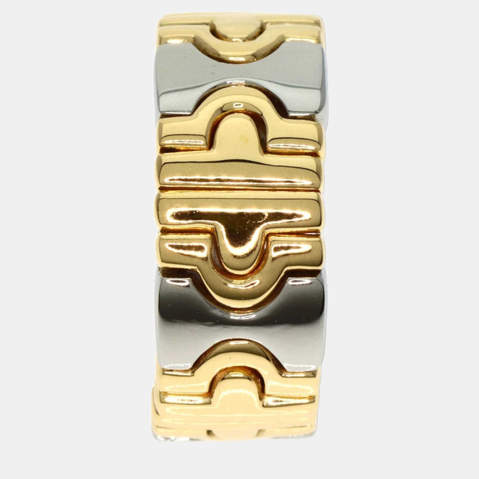 Bvlgari Parentesi 18K Yellow Gold Stainless Steel Ring EU 47
