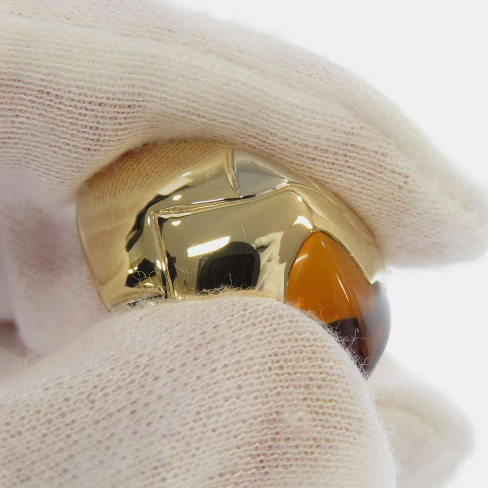 BVLGARI Pyramid Ring Size Approximately No. 15 Orange 18K Yellow Gold