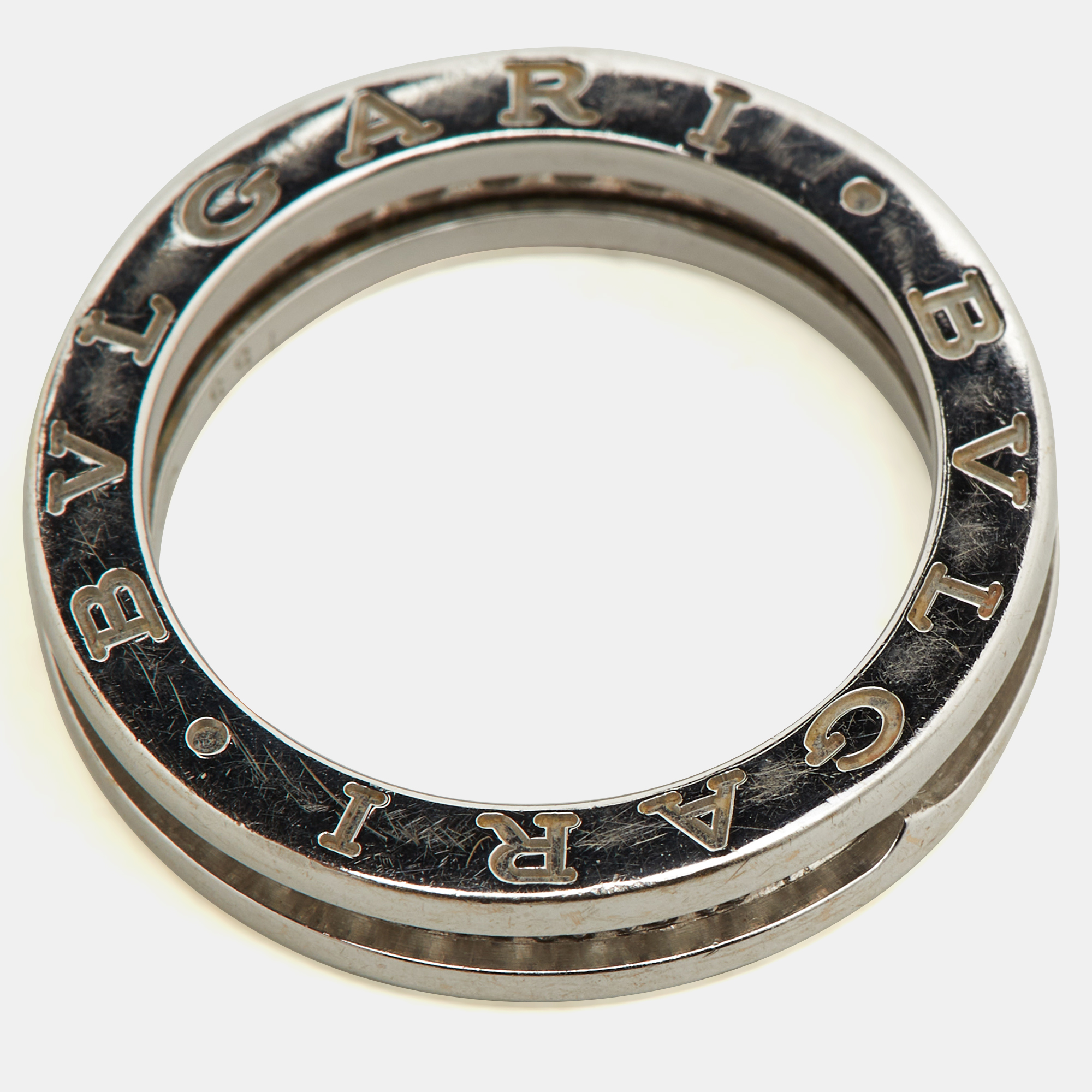 Bvlgari B.Zero1 Pave Diamond 18K White Gold 1-Band Ring Size 55