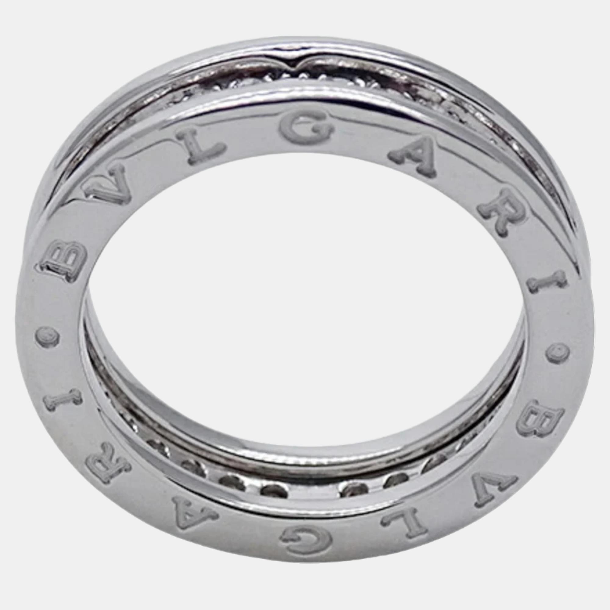 Bvlgari B.Zero1 18K White Gold Diamond Ring EU 50