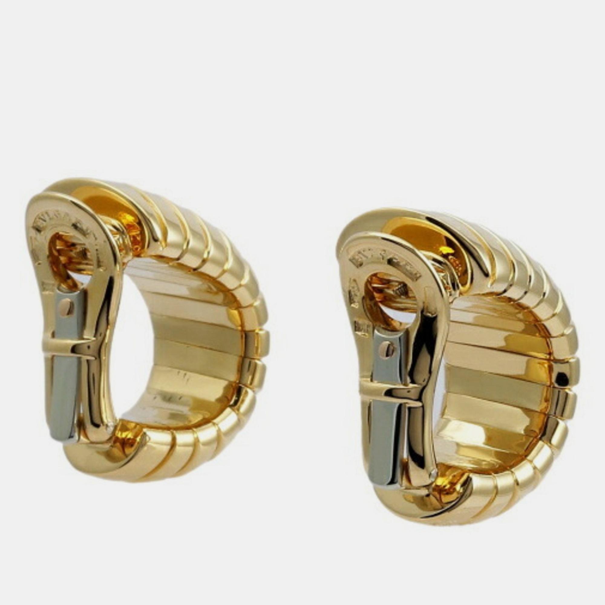 Bvlgari Tubogas Stud 18K Yellow Gold Earrings