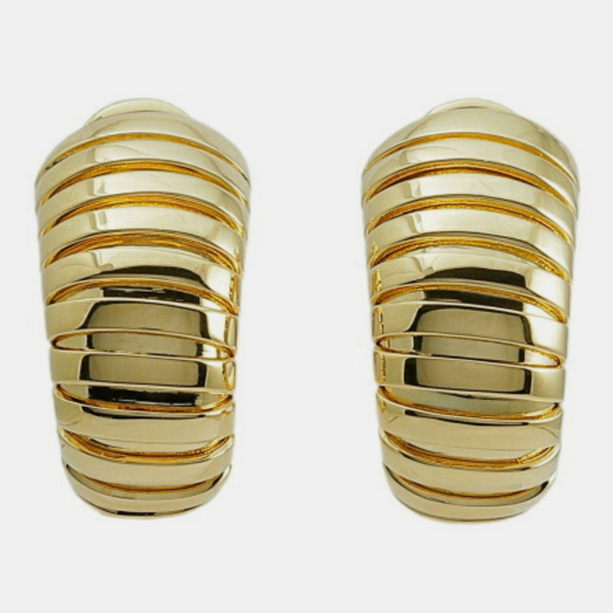 Bvlgari Tubogas Stud 18K Yellow Gold Earrings