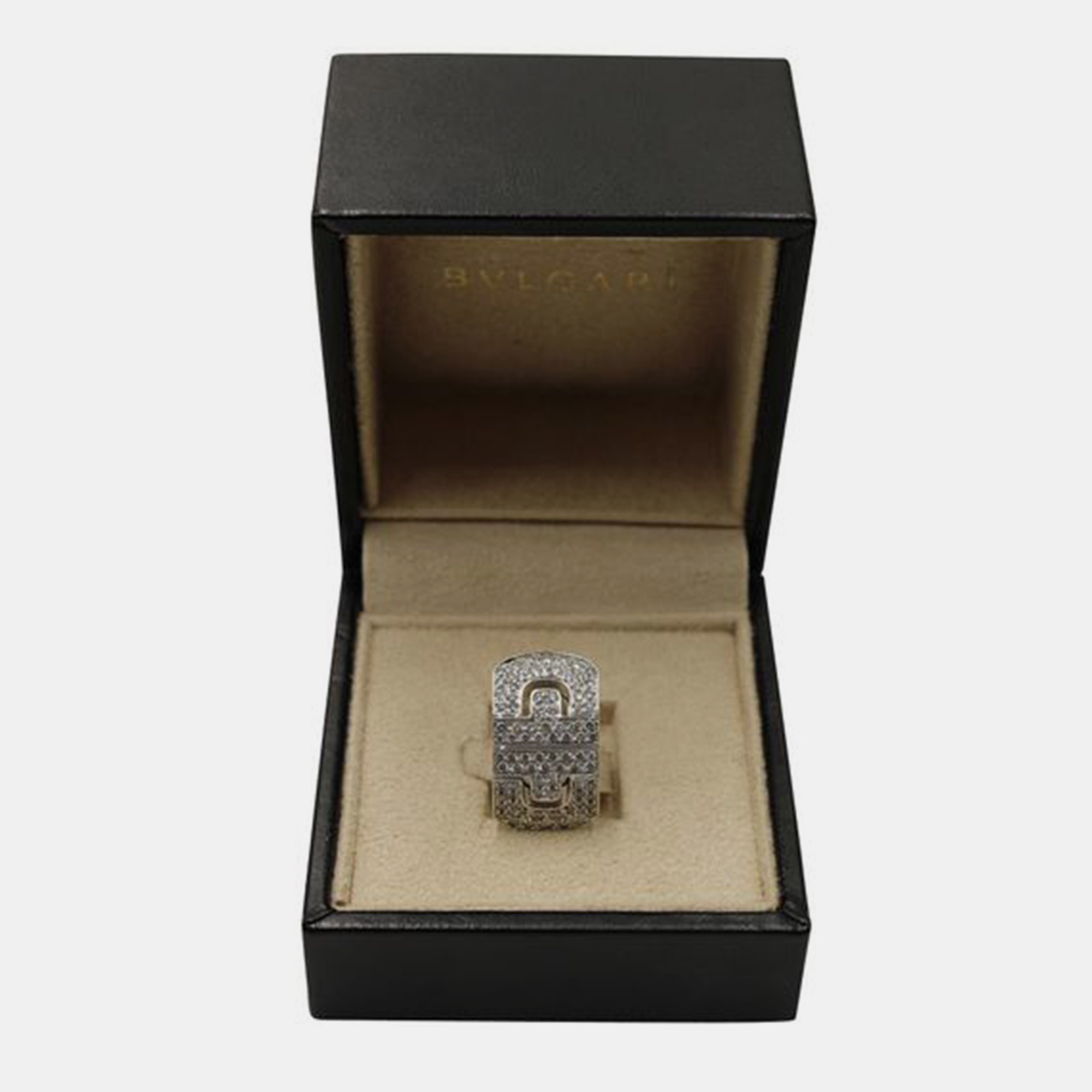 BVLGARI Parentesi White Gold Ring With Diamonds EU 50.5