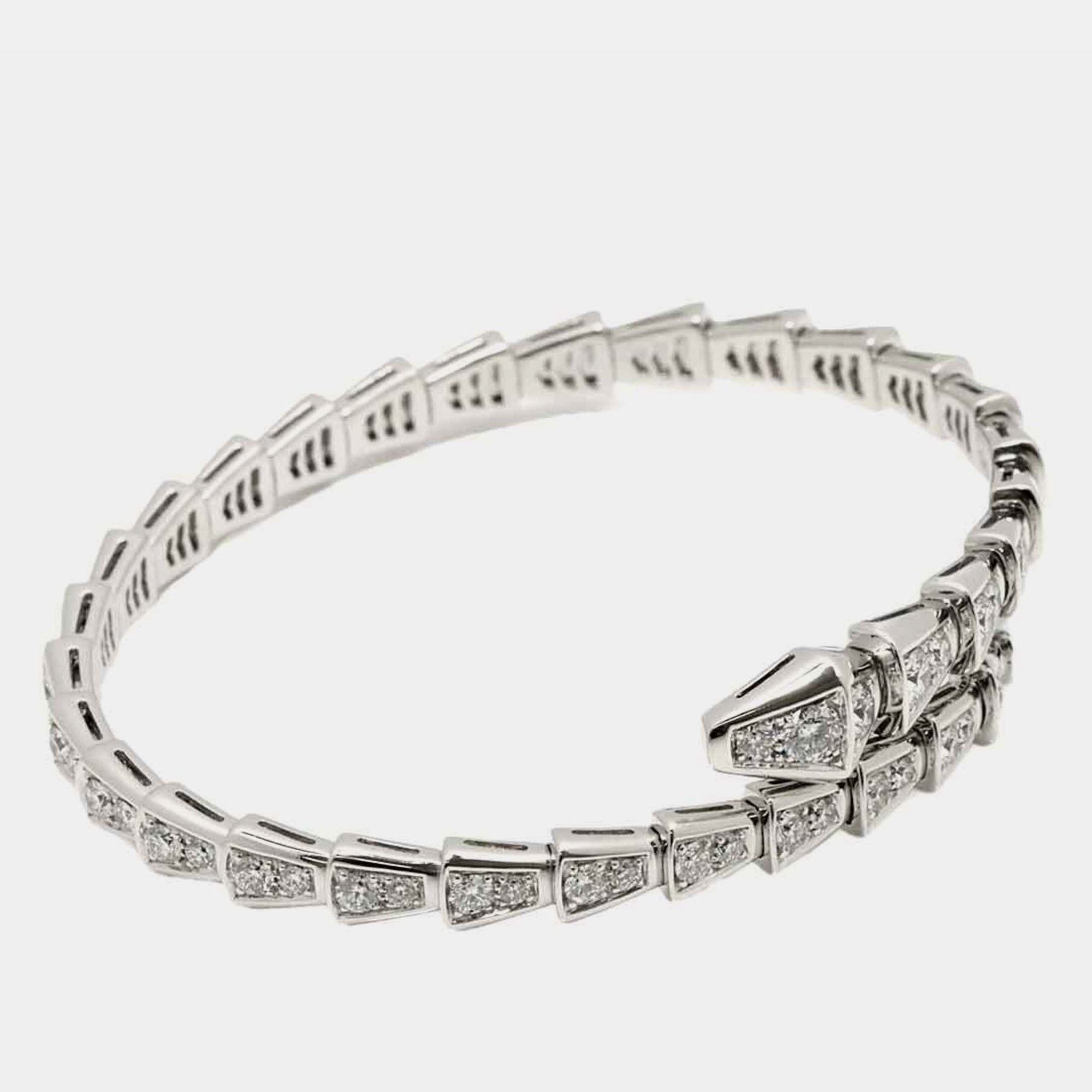 Bvlgari Serpenti Viper 18K White Gold Diamond Bracelet 17