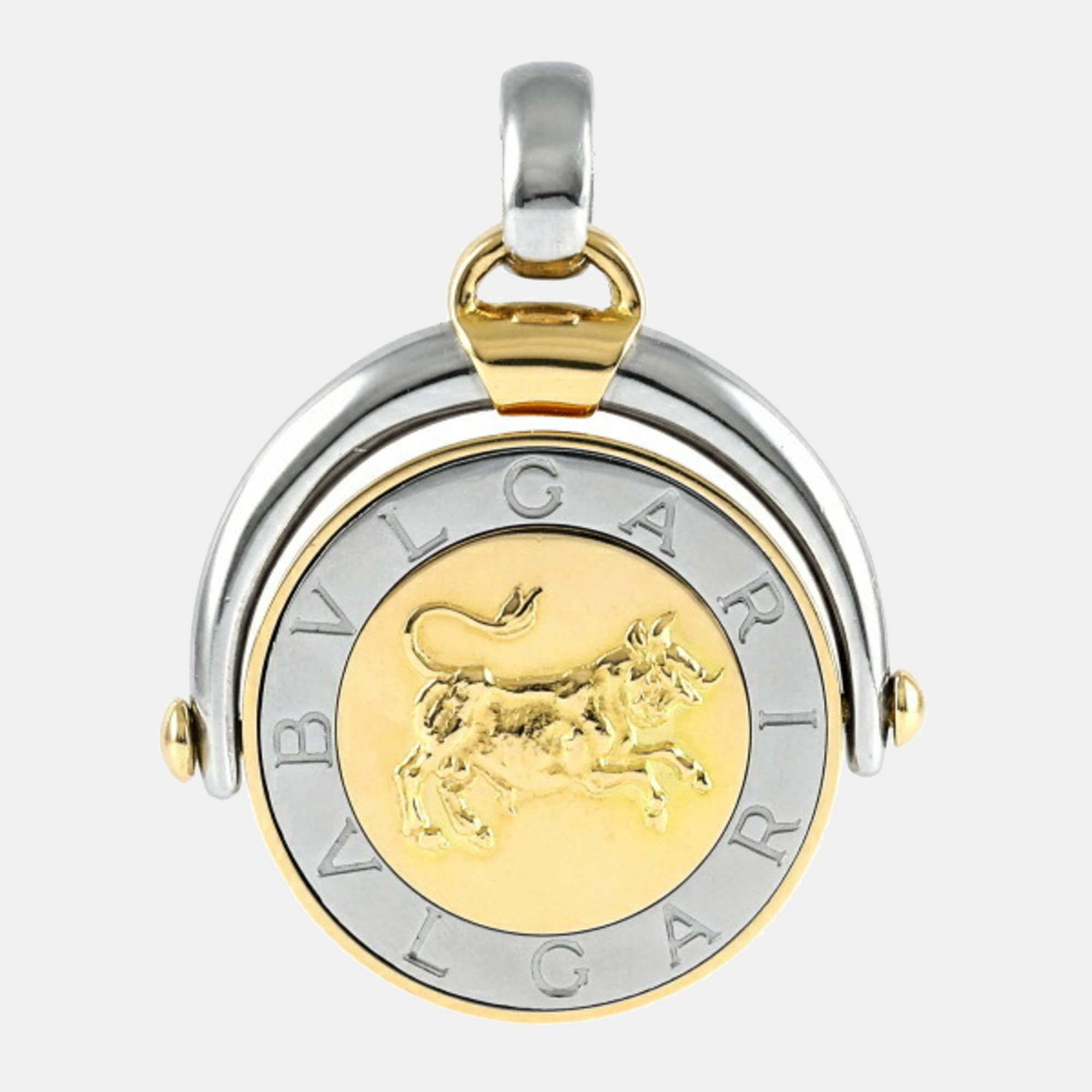 Bvlgari Tondo Horoscope Taurus Zodiac 18K Yellow Gold Stainless Steel Charms And Pendants